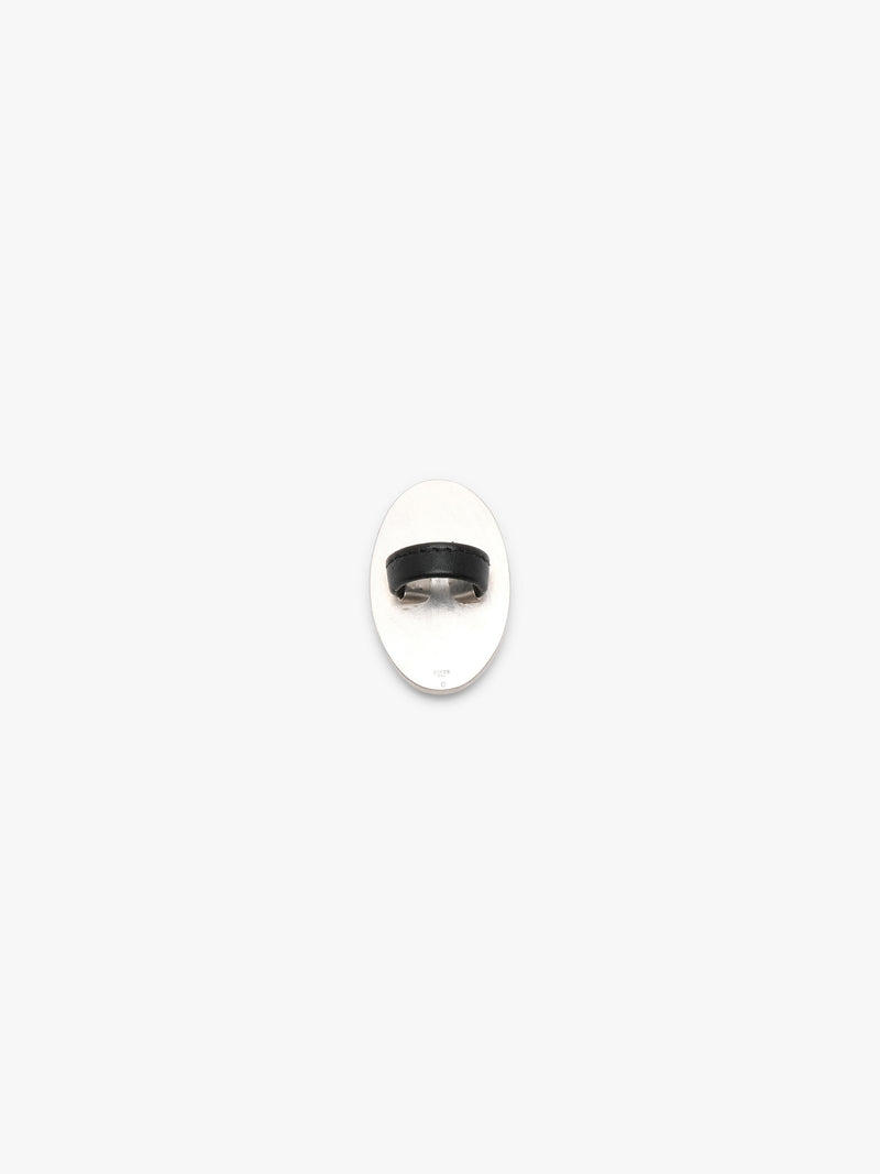 Ring: scolotite, sterling silver, leather