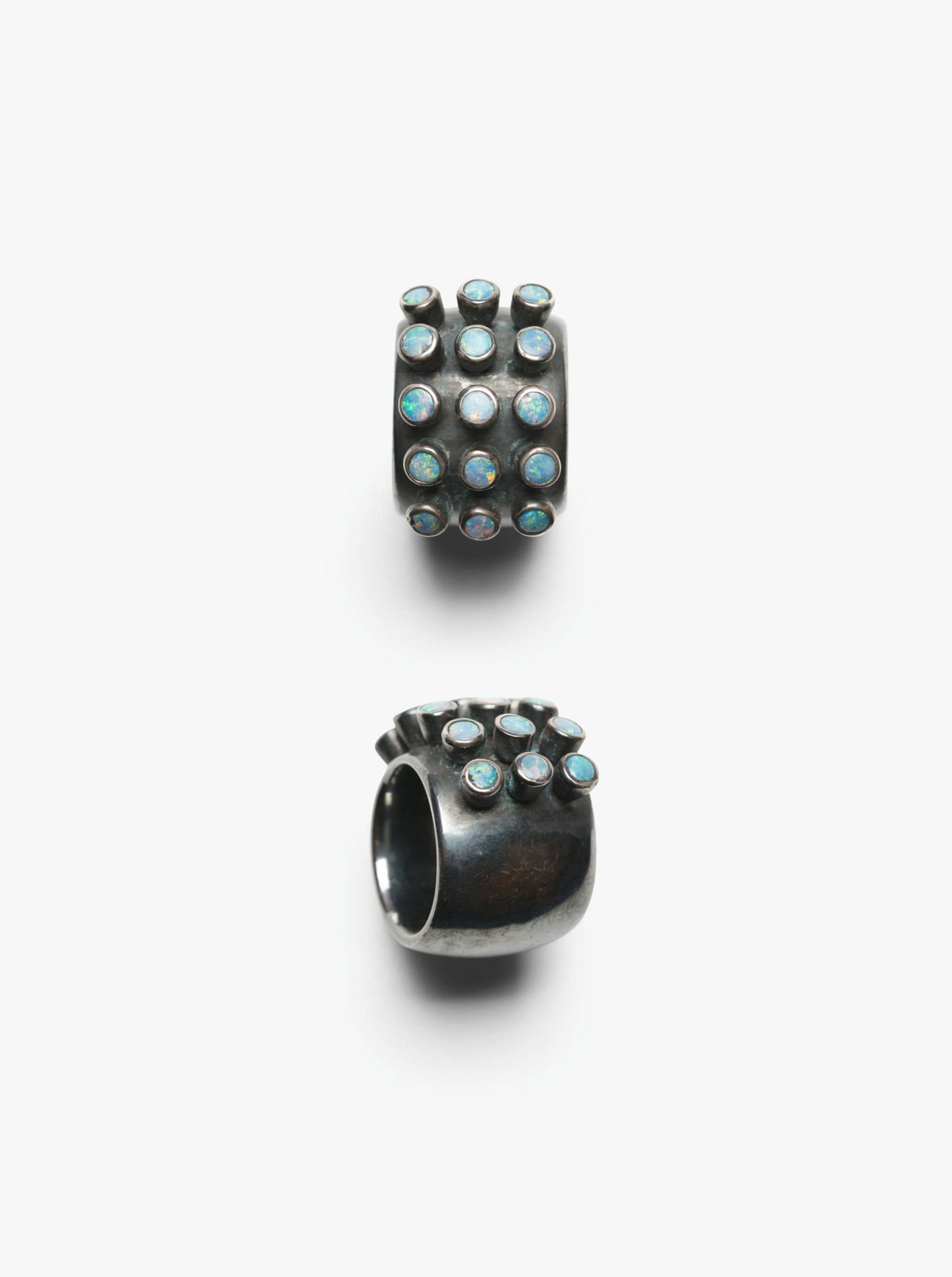 Ring: opals and oxidized sterling ring