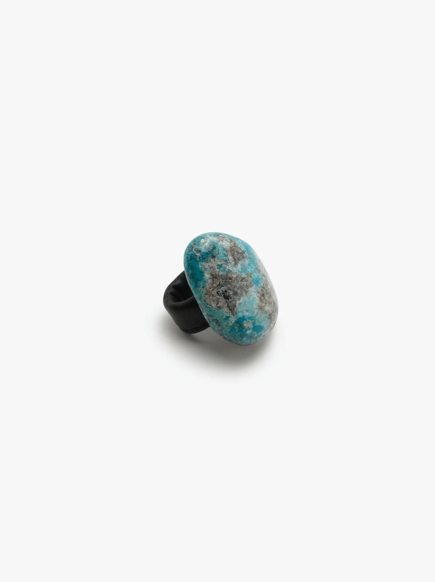 Ring: Chrysocolla & leather