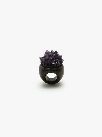 Ring: amethyst, bog oak