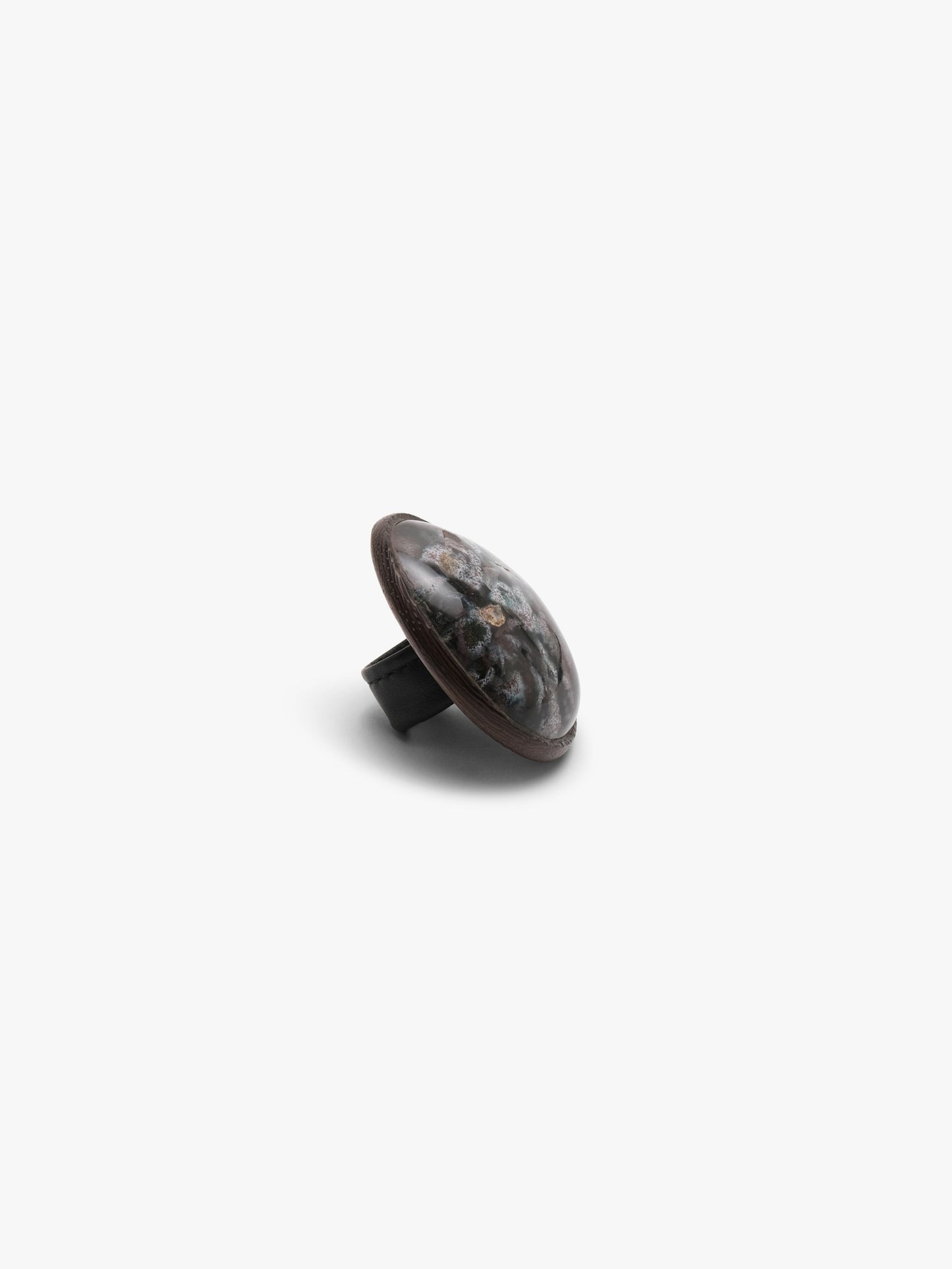 Ring: jasper, leather, wengé