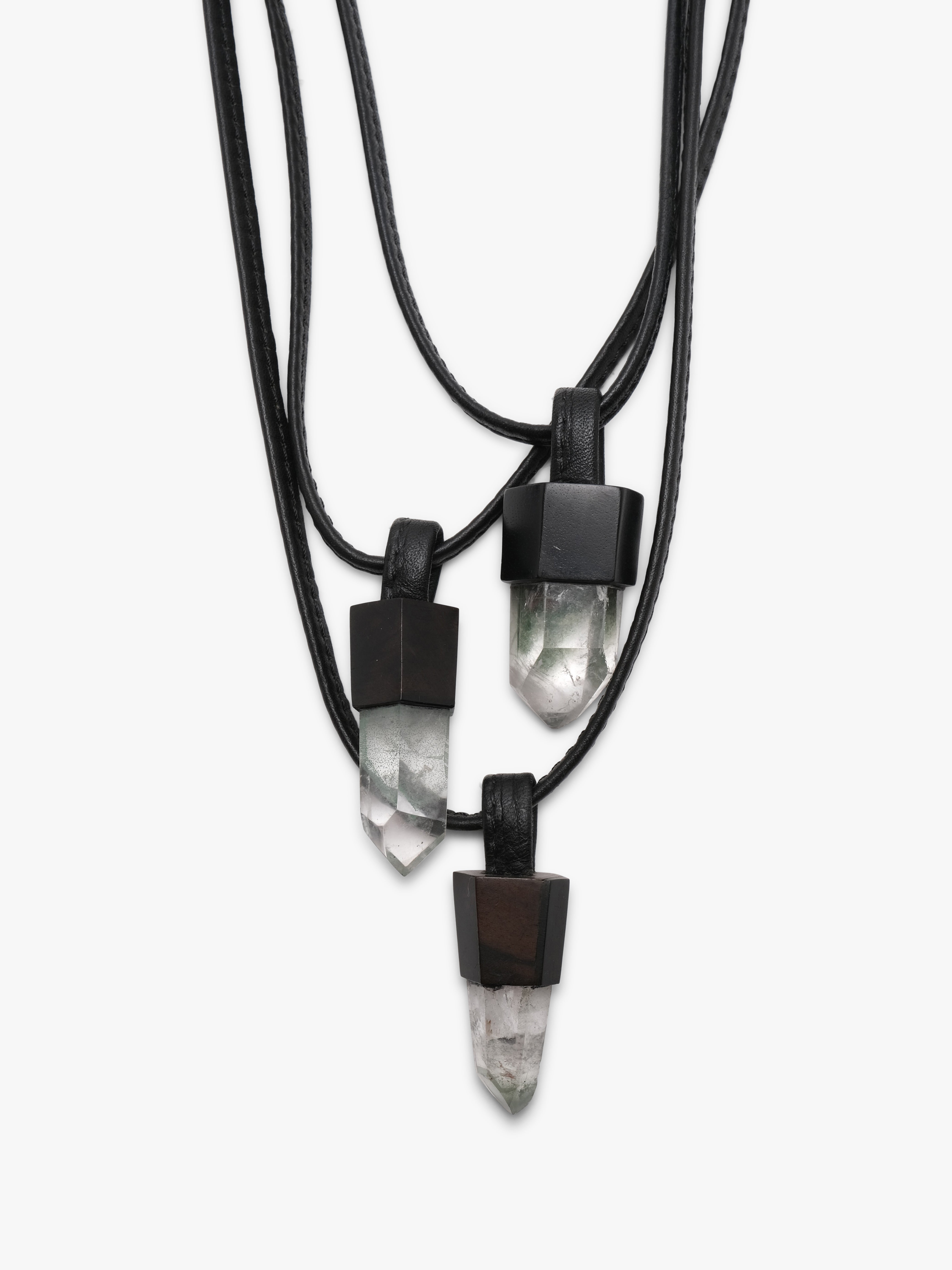 Pendant: mountain crystal, ebony