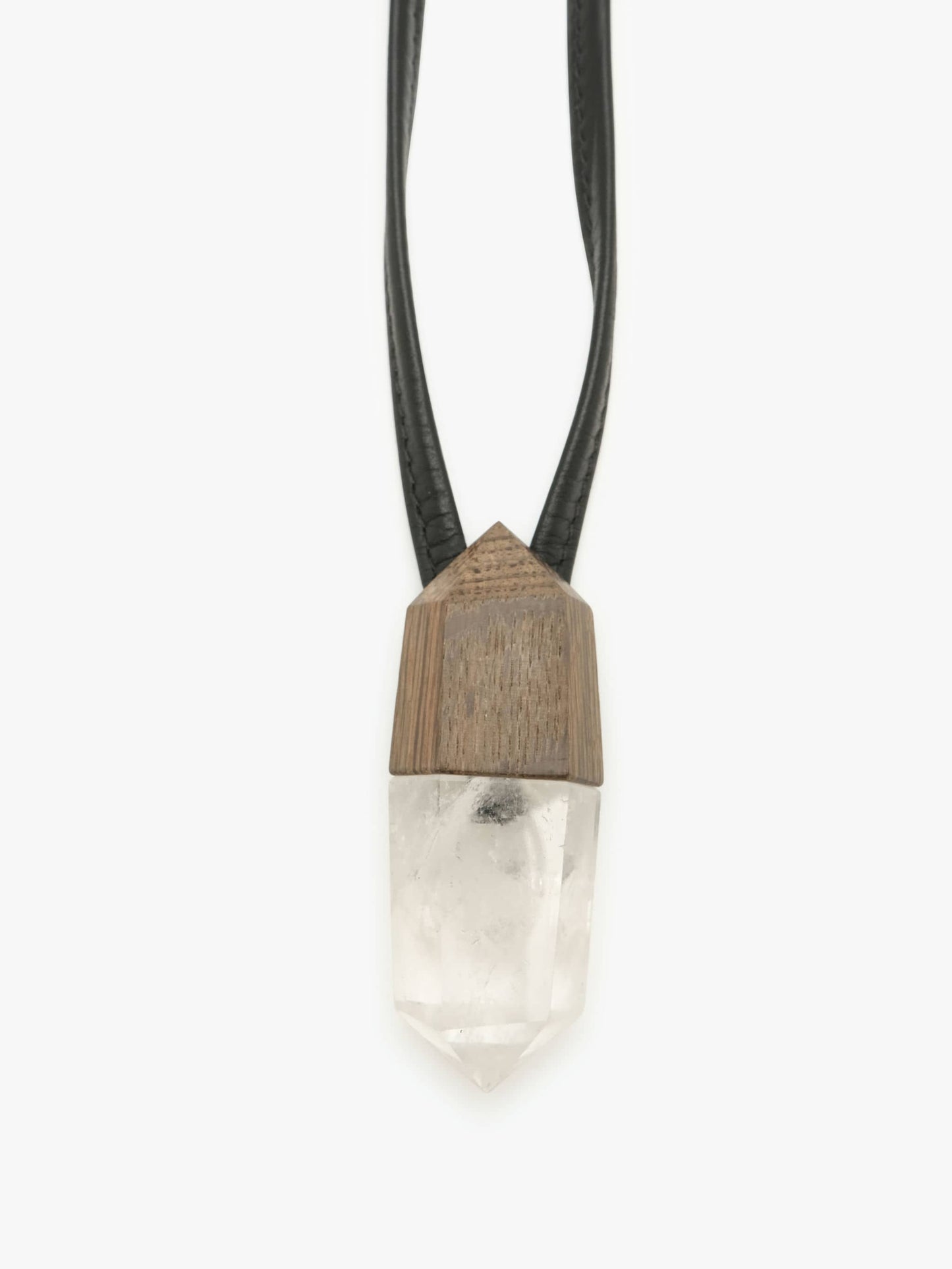 Pendant: mountain crystal, bog oak