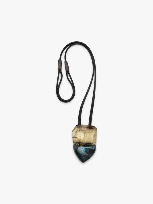 Pendant: citrine, labradorite