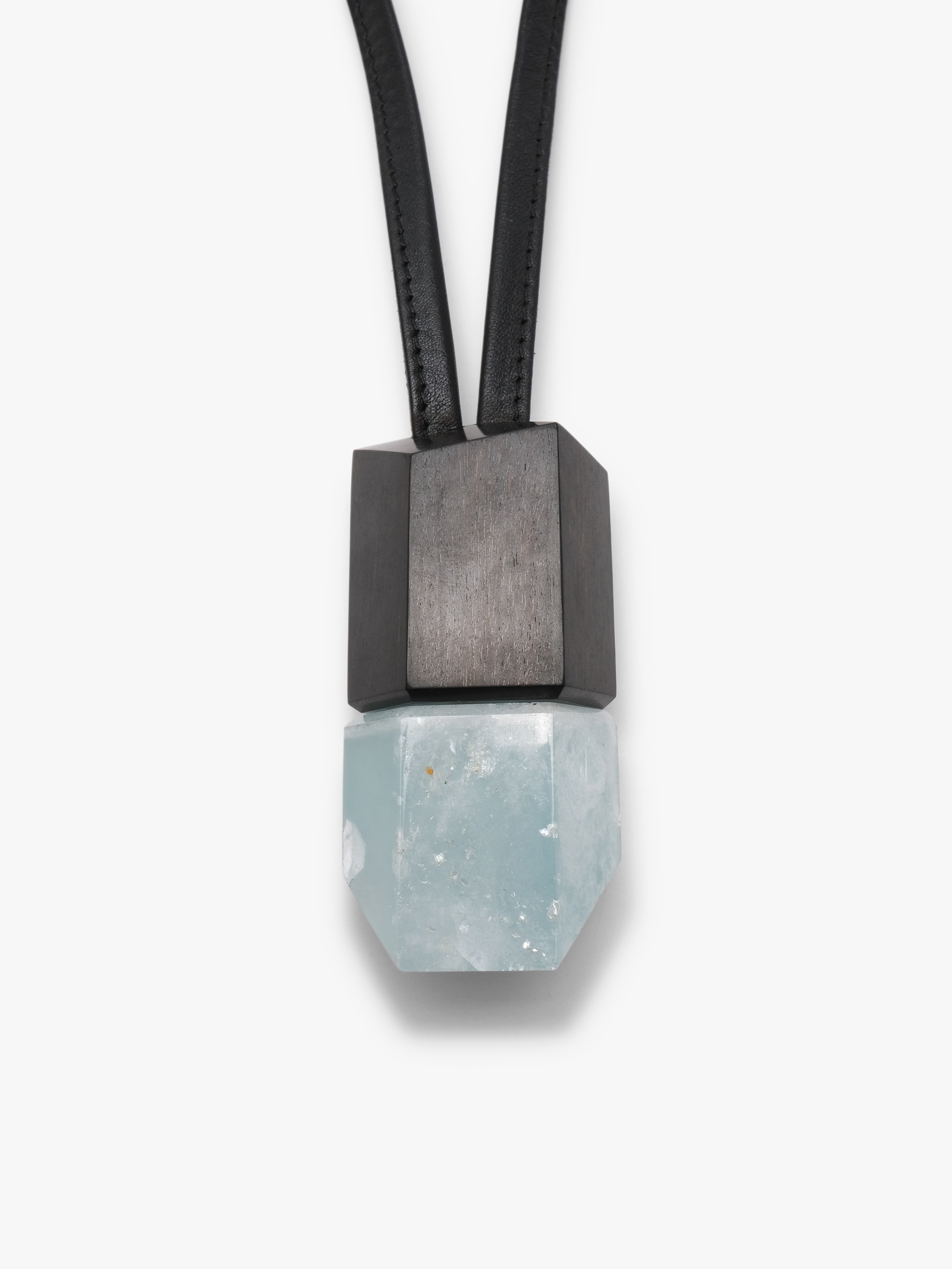 Pendant: ebony, aquamarine