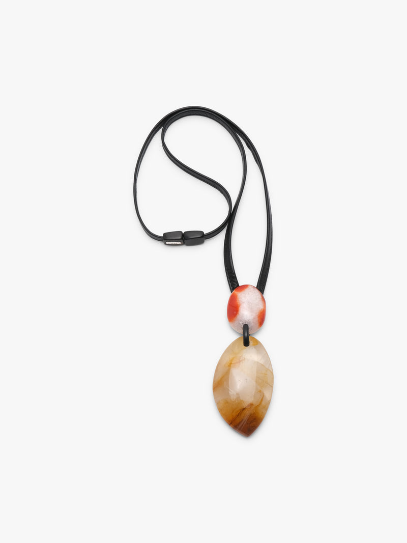 Pendant: agate, hematoid quartz