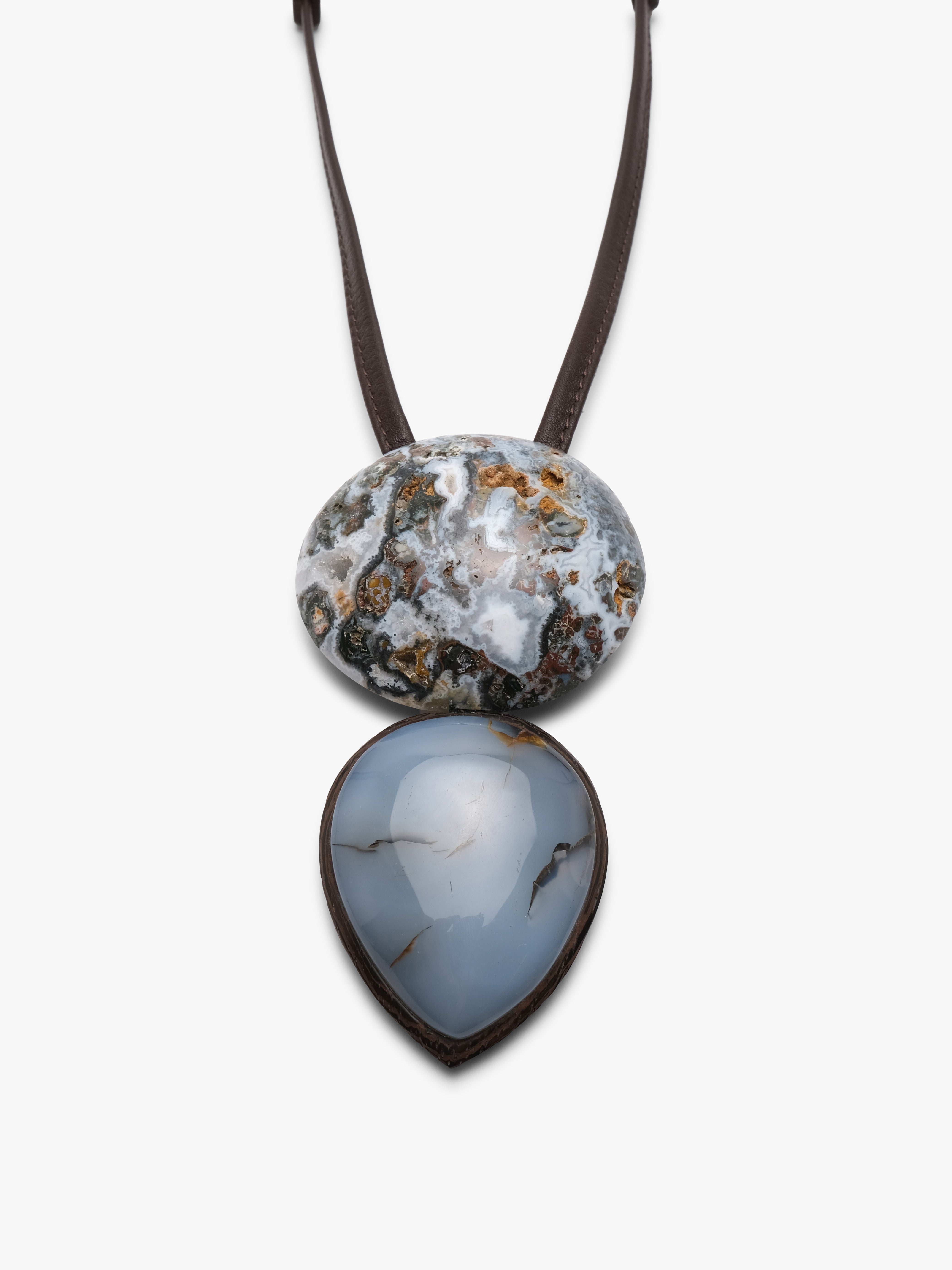 Pendant: dendritic agate, ocean jasper