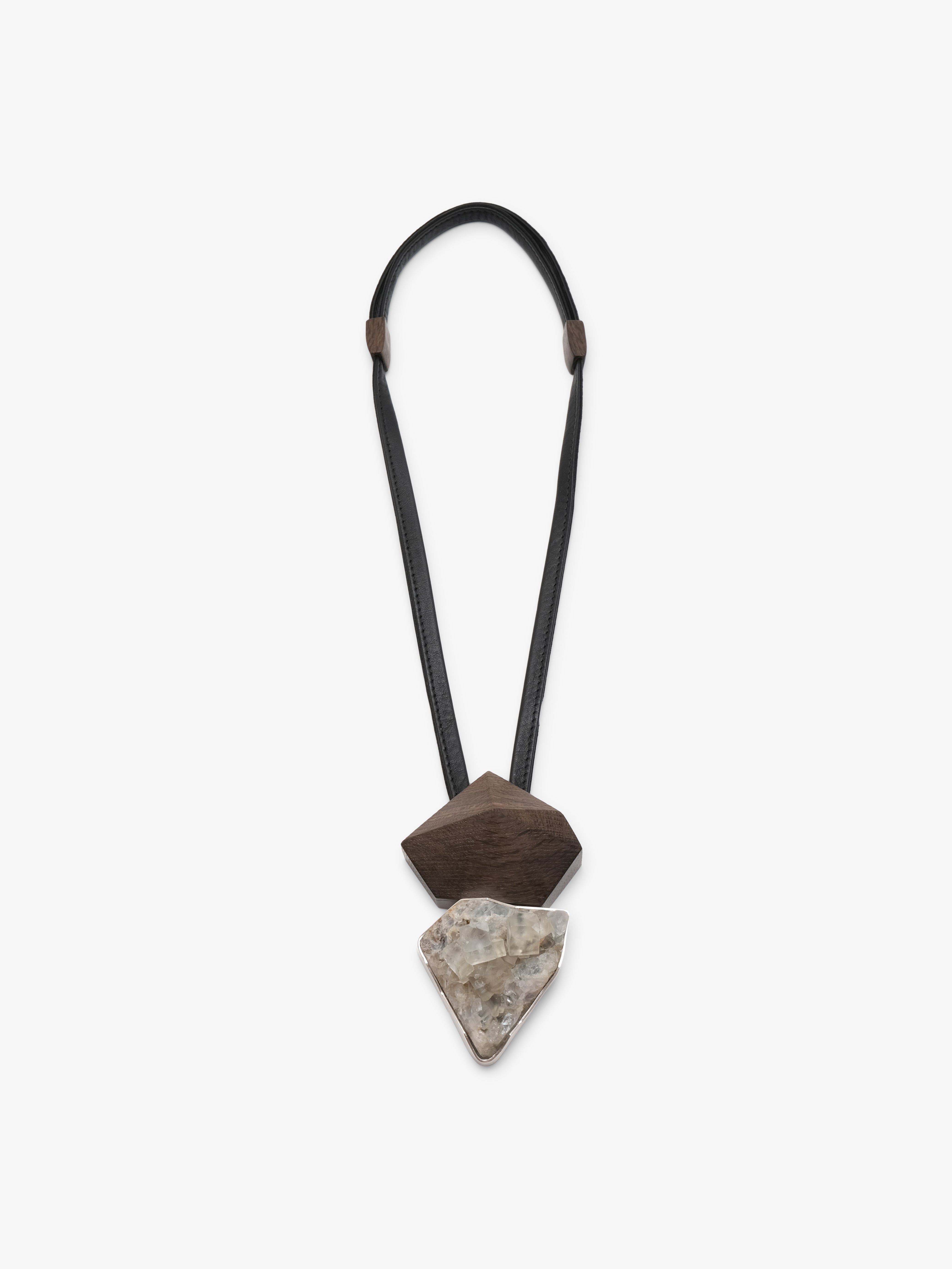 Pendant: silver, bog oak, fluorite