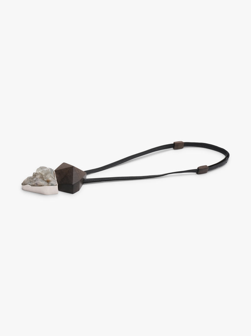 Pendant: silver, bog oak, fluorite