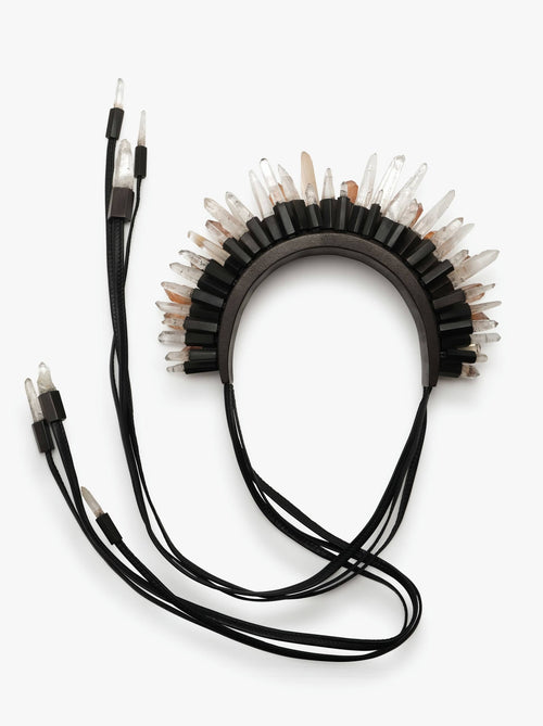 50th anniversary head piece: bog oak, mountain crystal