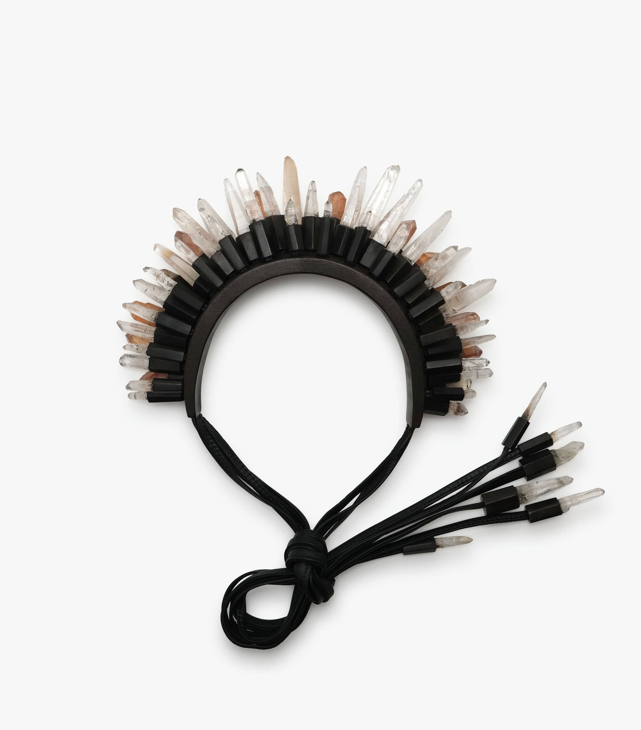 50th anniversary head piece: bog oak, mountain crystal