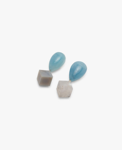 Earring: agate, aquamarine