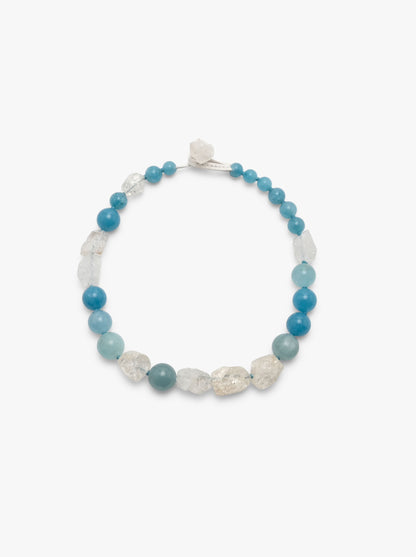 Necklace: diamond quartz, aquamarine