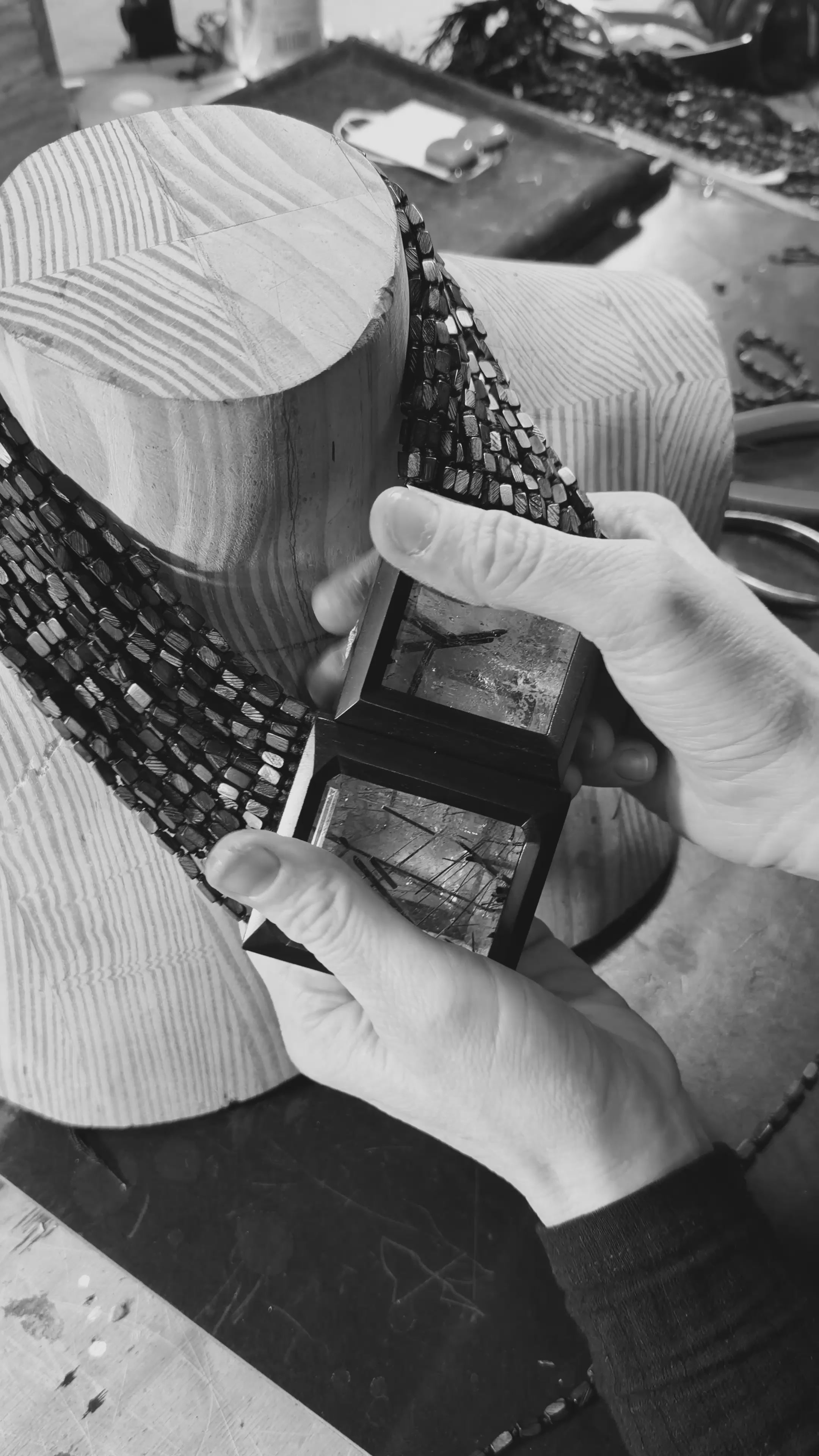 Necklace: tourmaline quartz, ebony