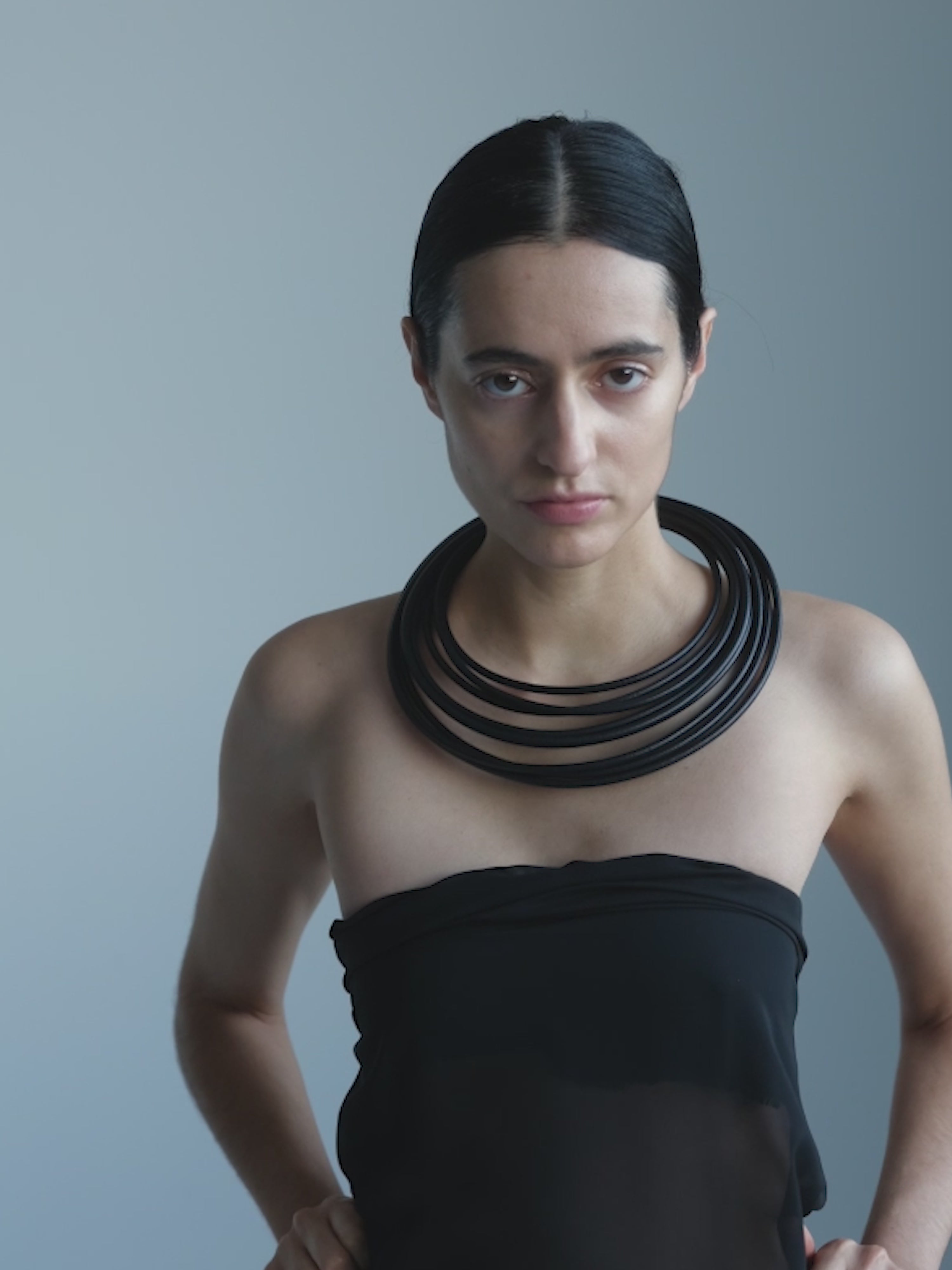 Oraya necklace: leather, bog oak