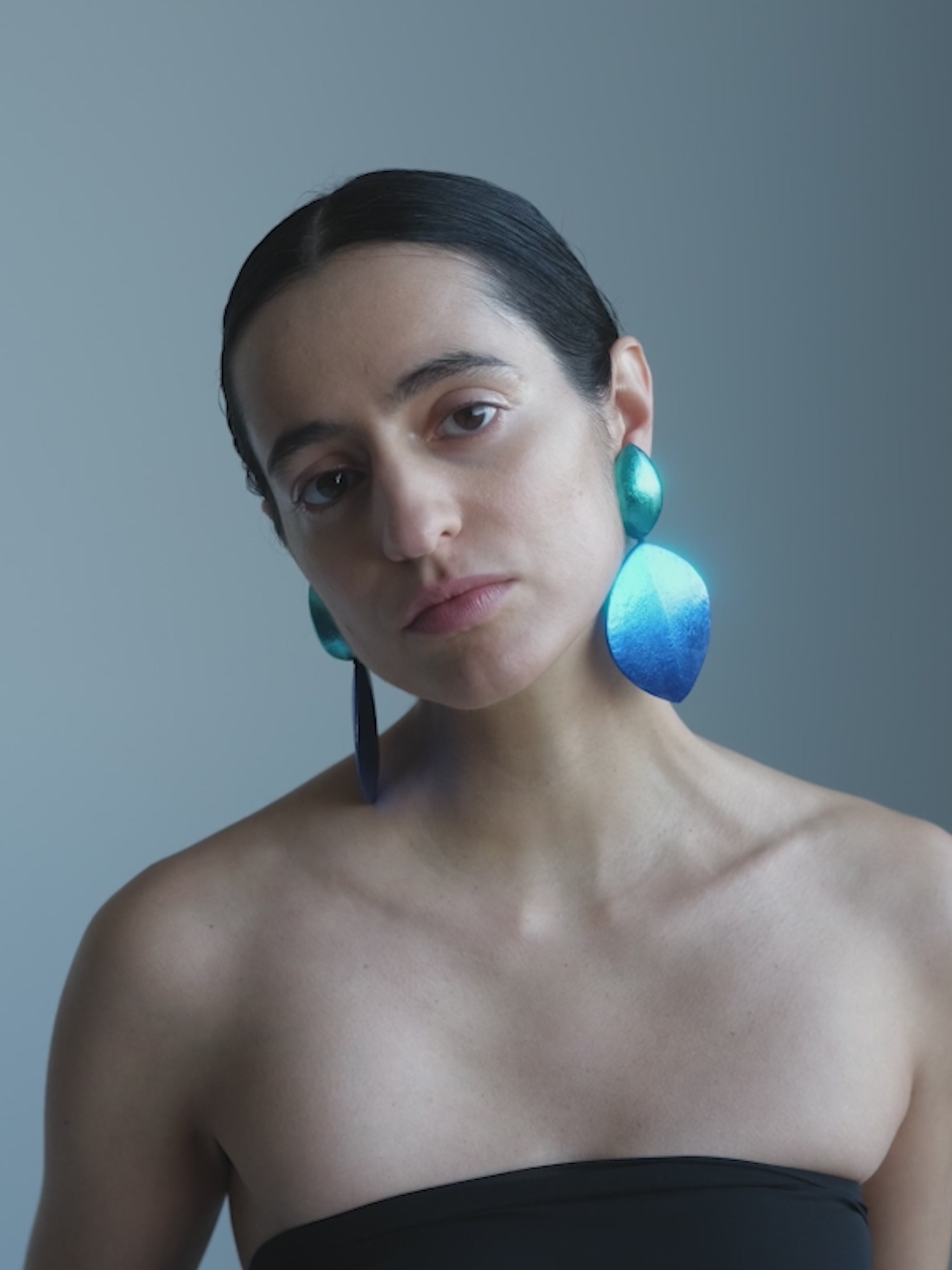 Bologna earrings: acacia, bluefoil