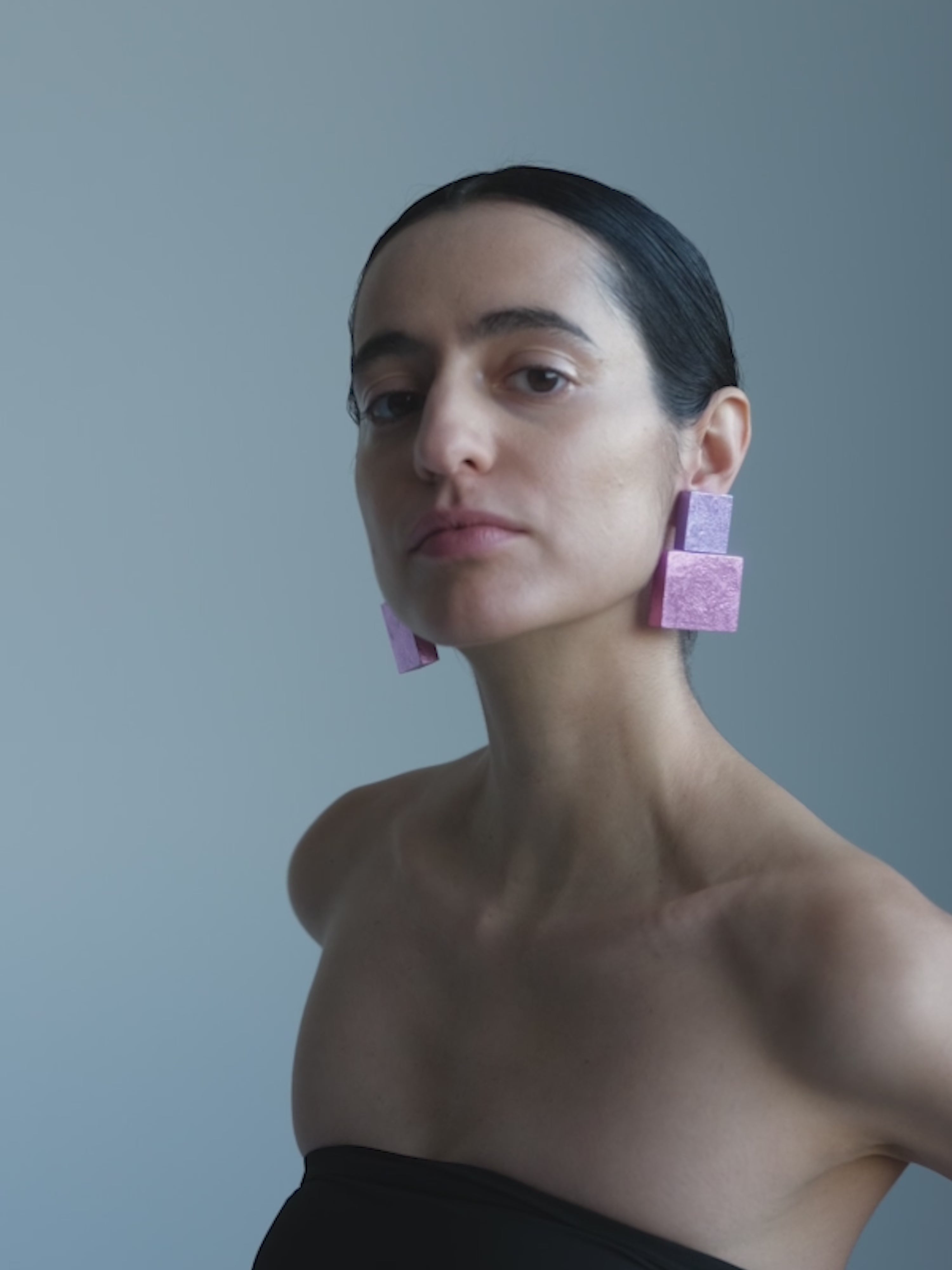 Ralu earrings: acacia, pink foil