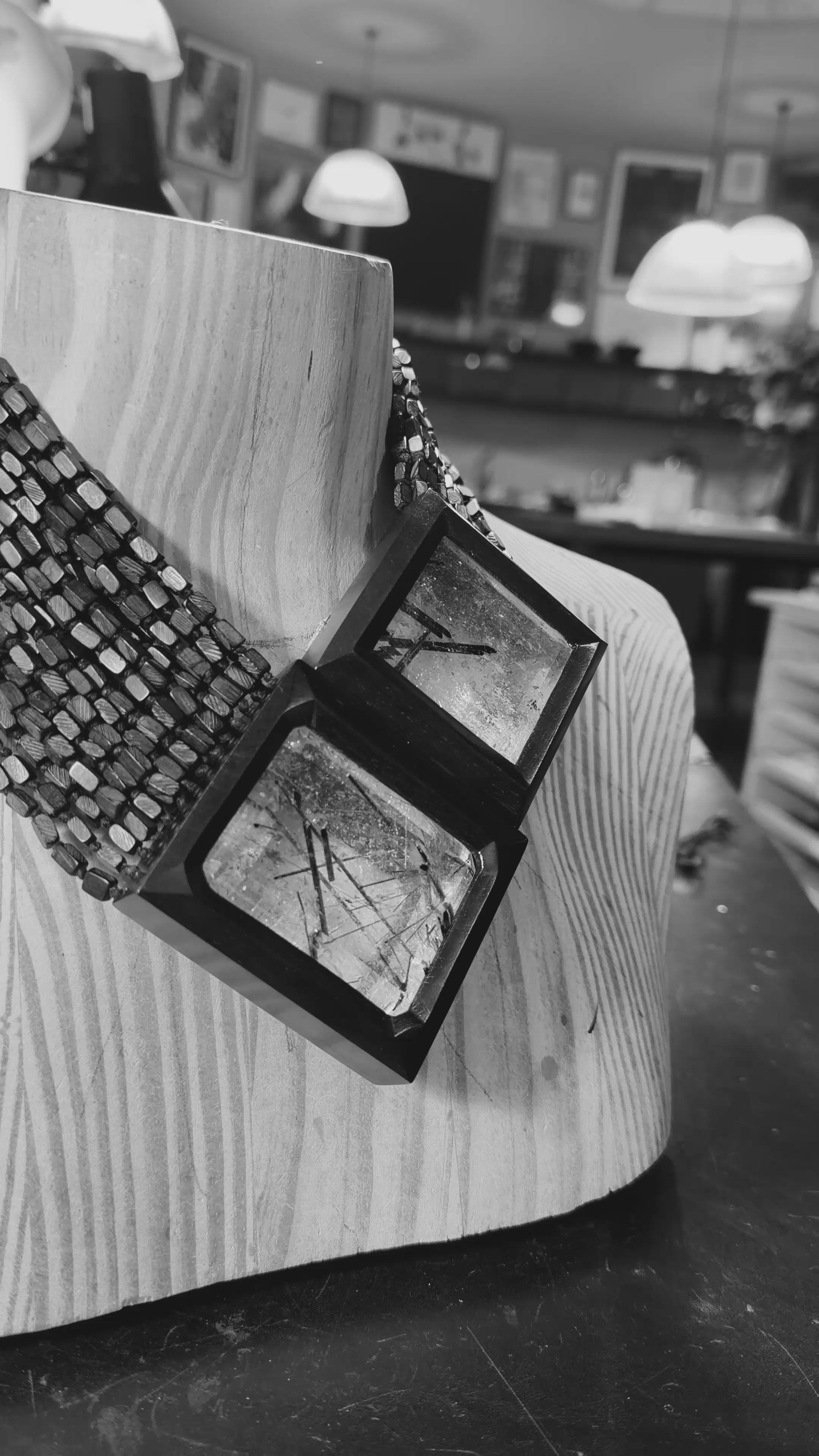 Necklace: tourmaline quartz, ebony