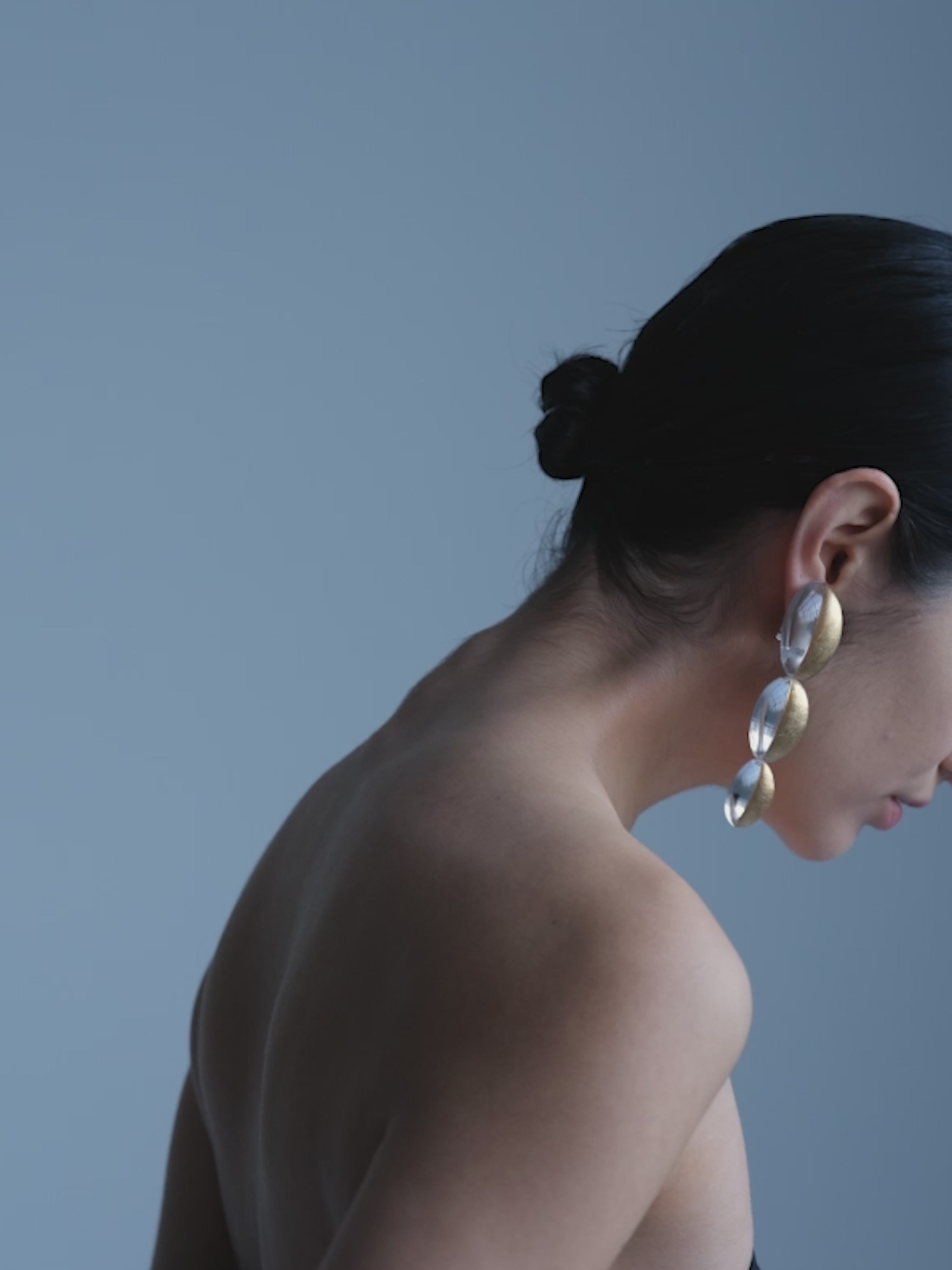 Zuri earrings: greencast acrylic, goldfoil