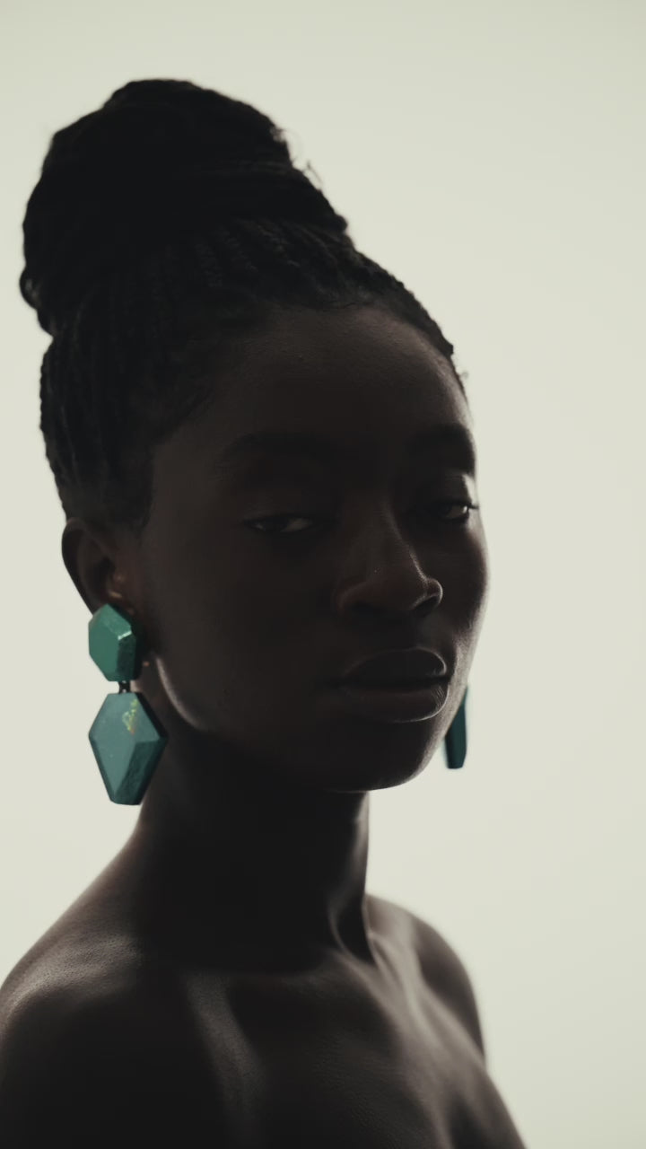 Nebu earrings: bluefoil, acacia