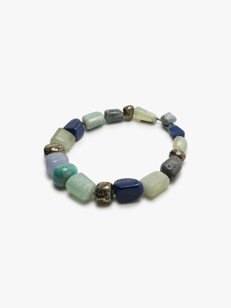 Multicolored beaded bracelet on a white background