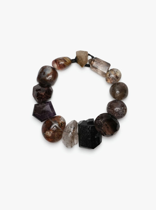 Necklace: amethyst, rubinite, black tourmaline, ruthilated quartz