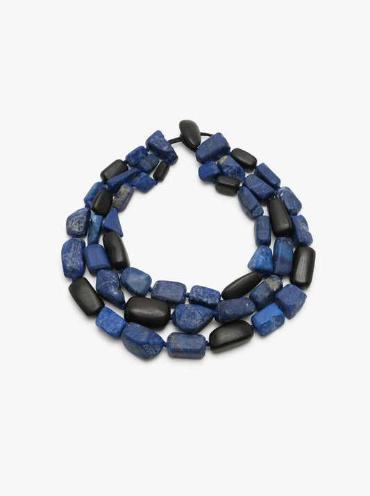 Halskæde: lapis lazuli, ibenholt