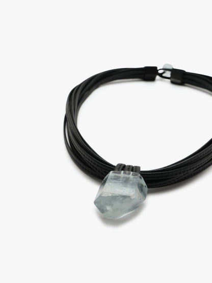 Necklace: aquamarine, ebony, leather