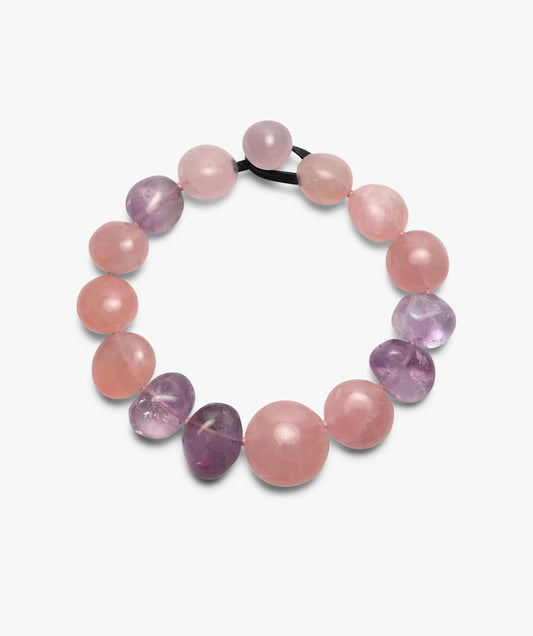 Necklace: rosequartz and amethyst