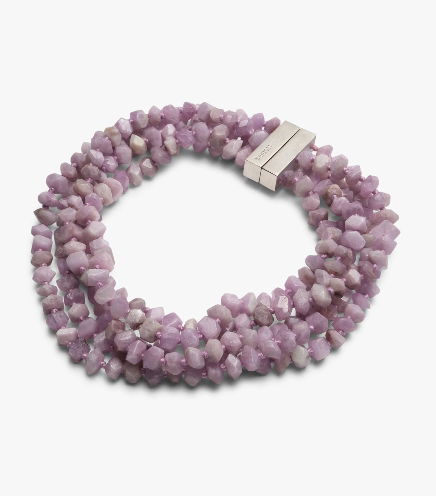 Necklace: silver and kunzite