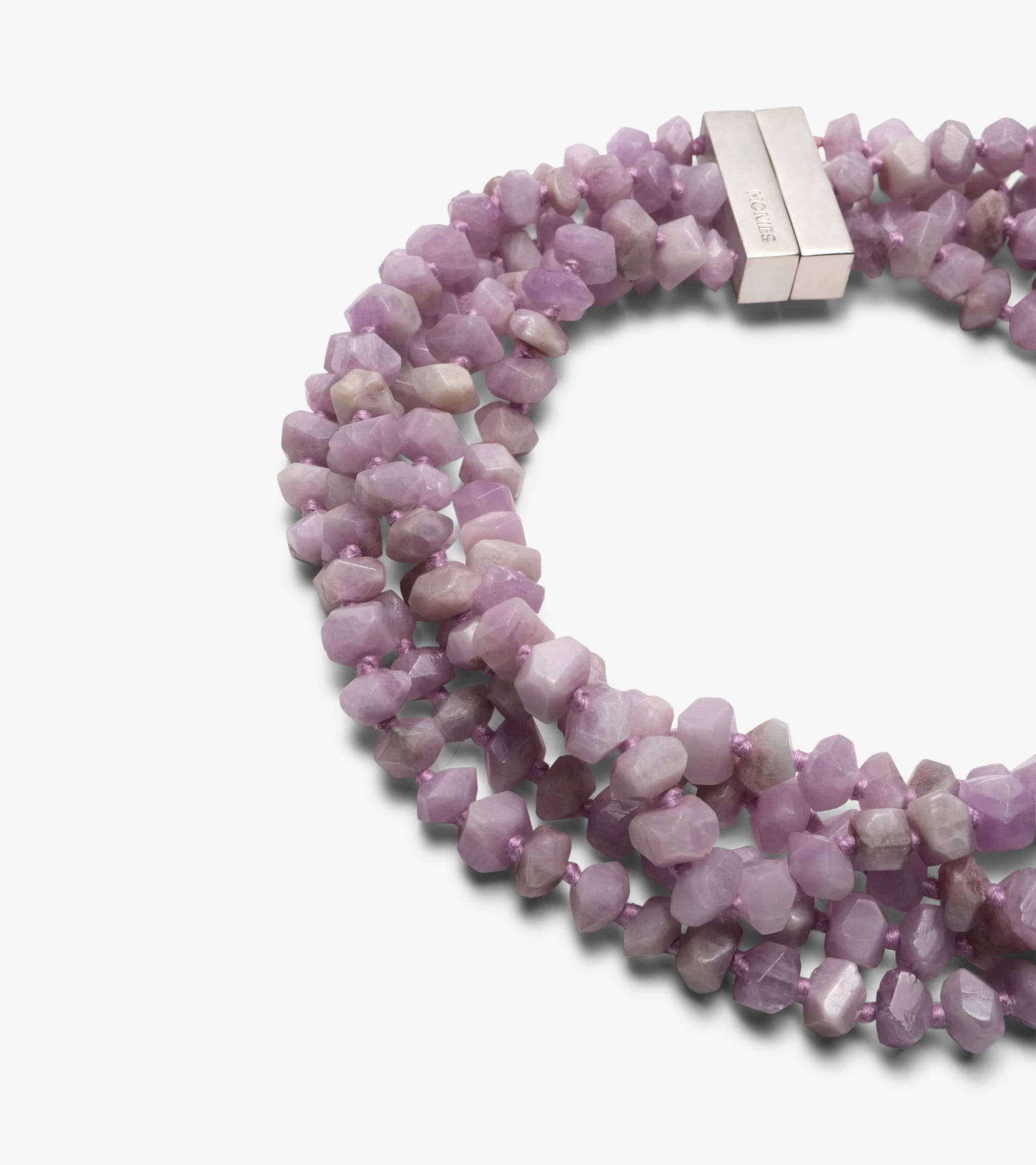 Necklace: silver and kunzite