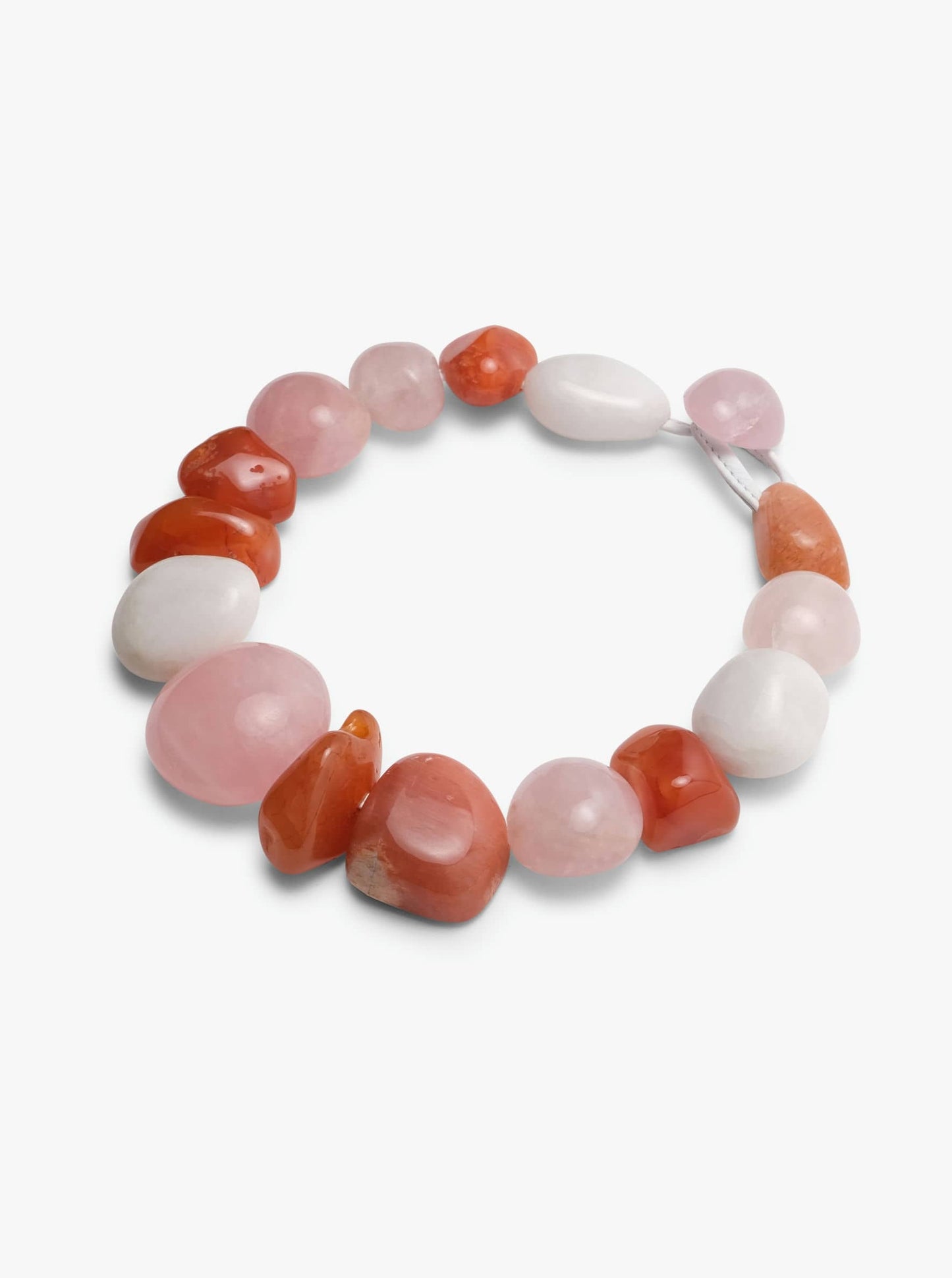 Necklace: agate, carneol, rose quartz
