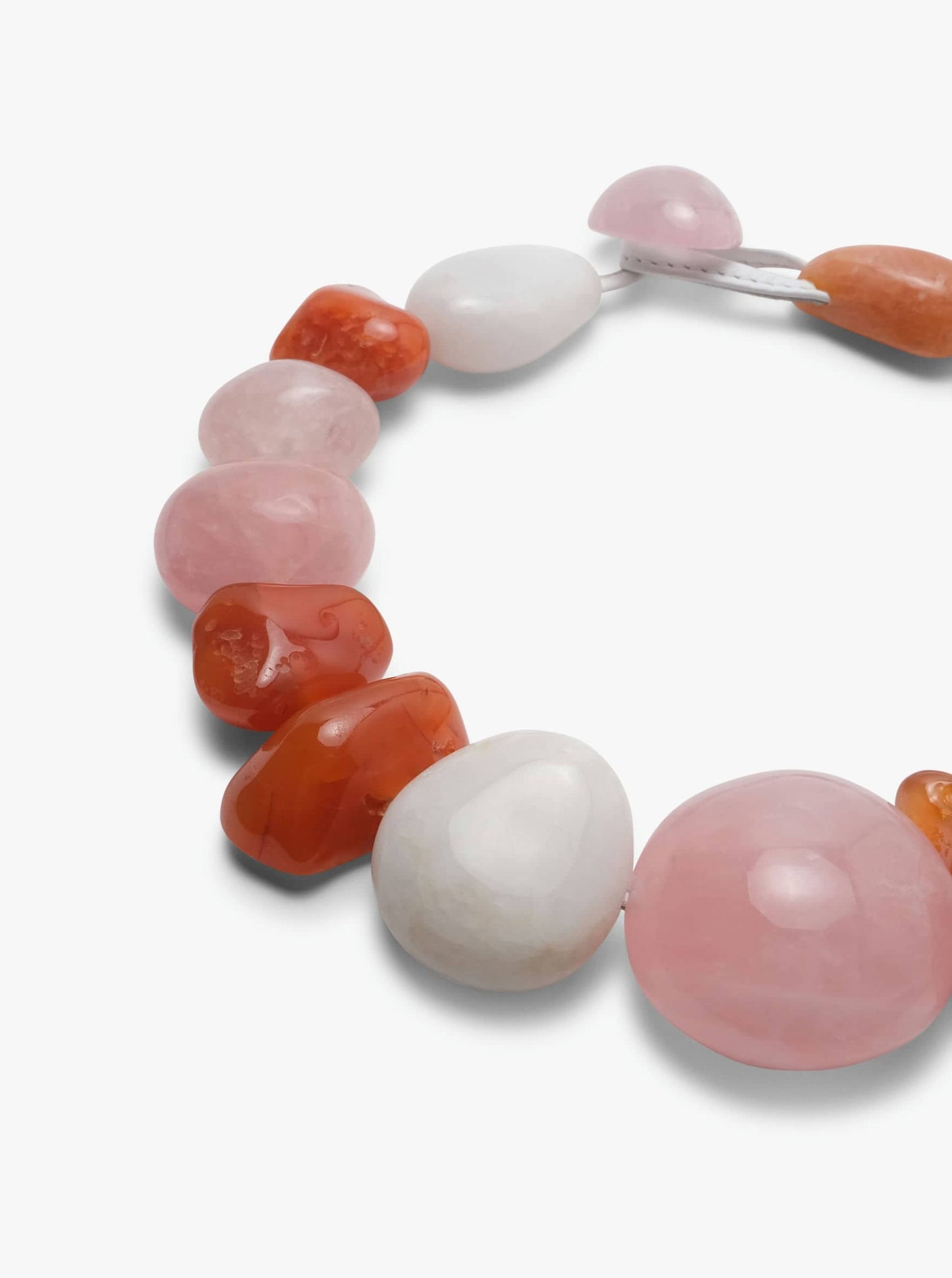 Necklace: agate, carneol, rose quartz