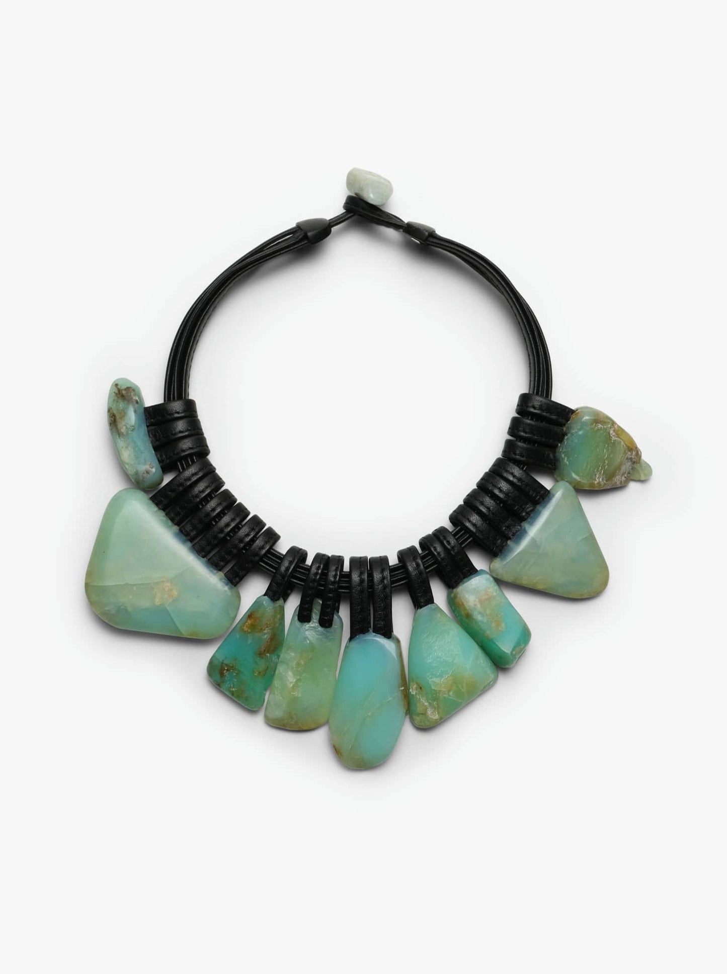 Necklace: andean opal, leather