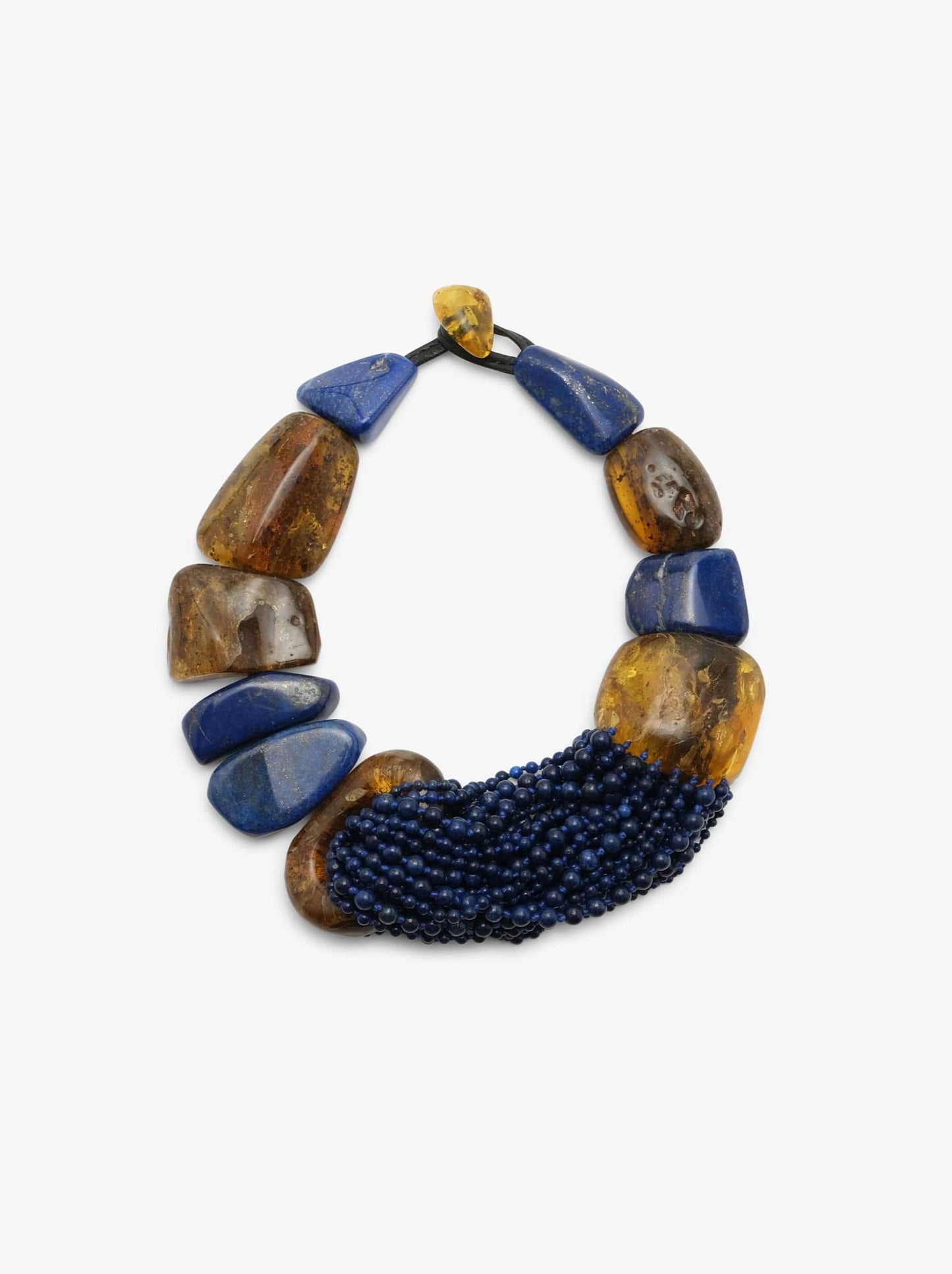 Necklace: lapis lazuli, amber