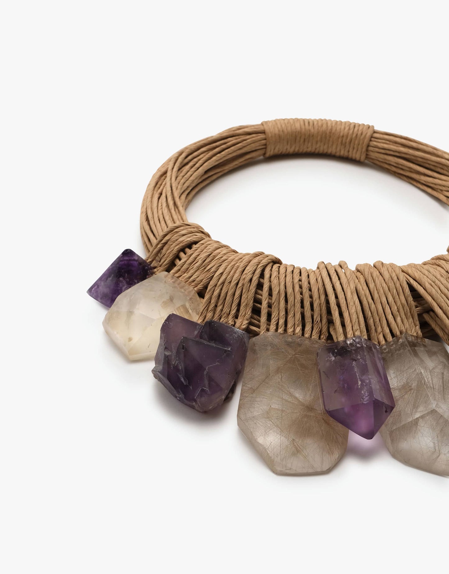 50th anniversary necklace: amethyst, crystal, quartz