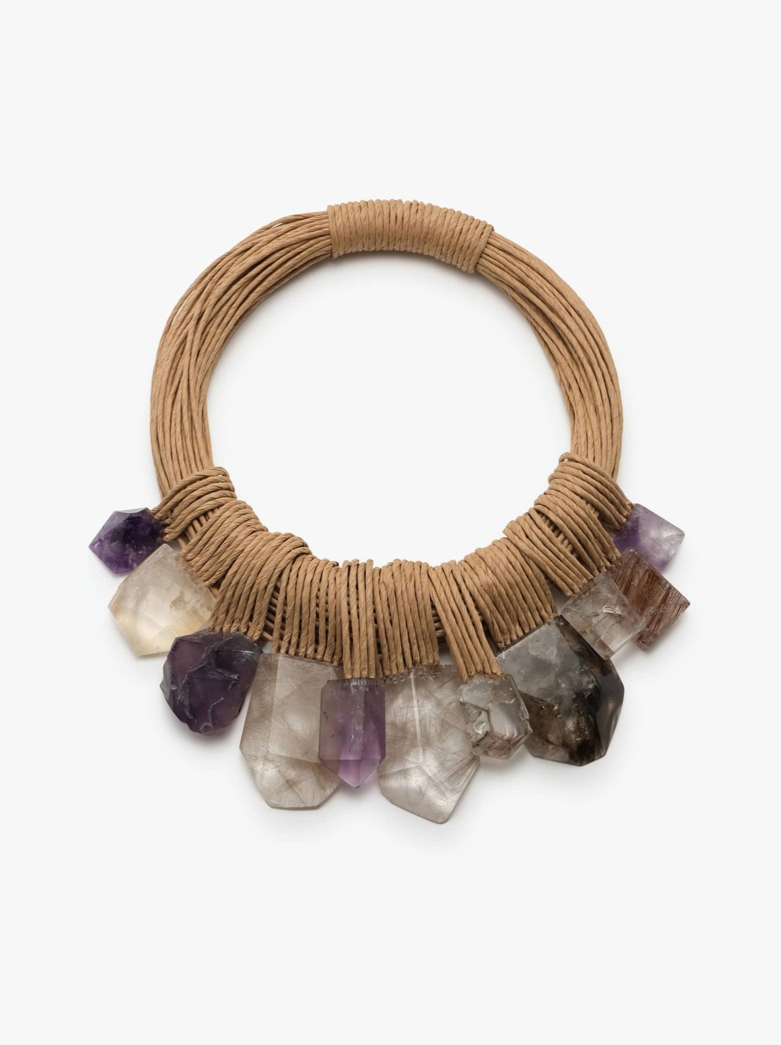 50th anniversary necklace: amethyst, crystal, quartz