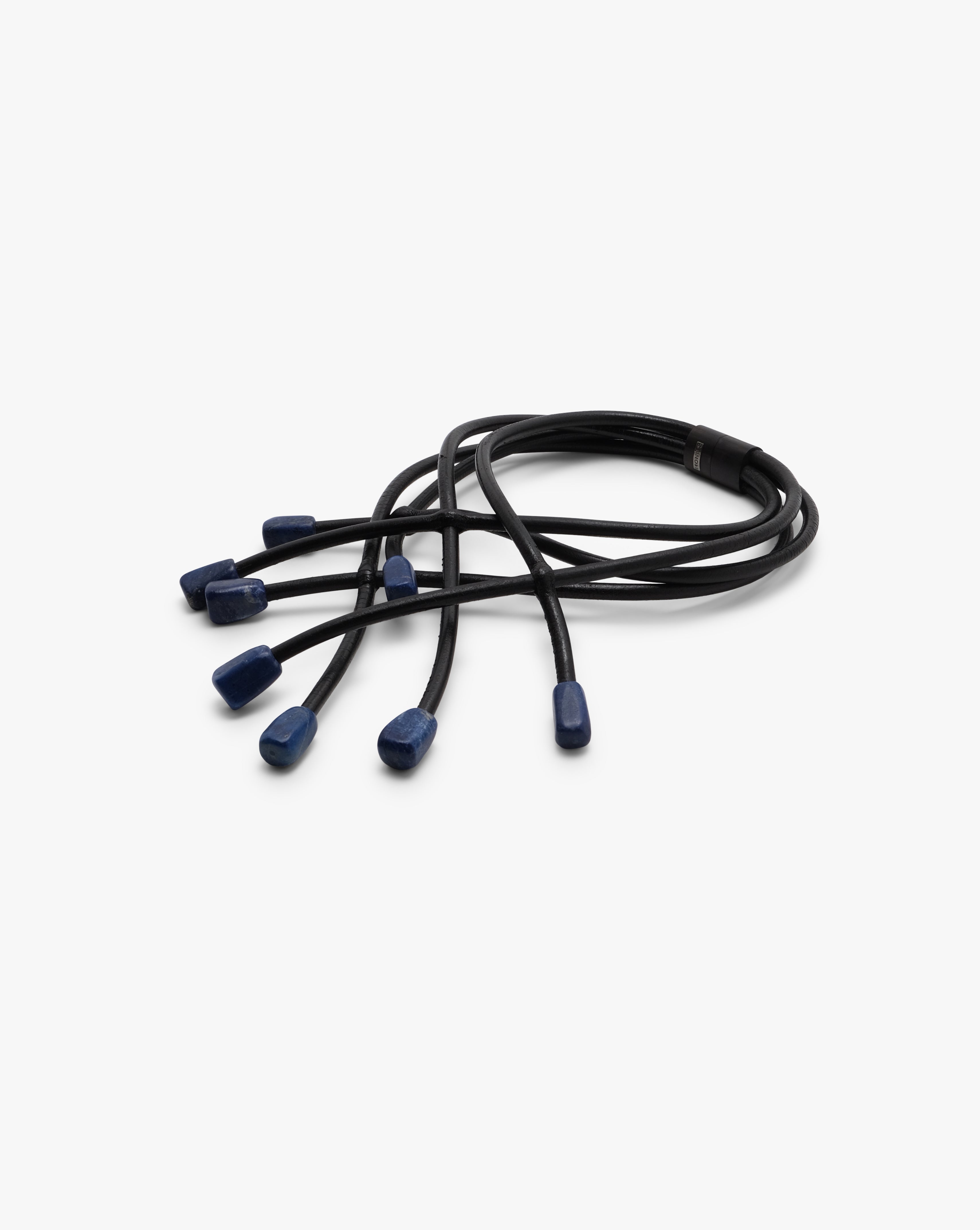 Necklace: lapis lazuli, leather, ebony