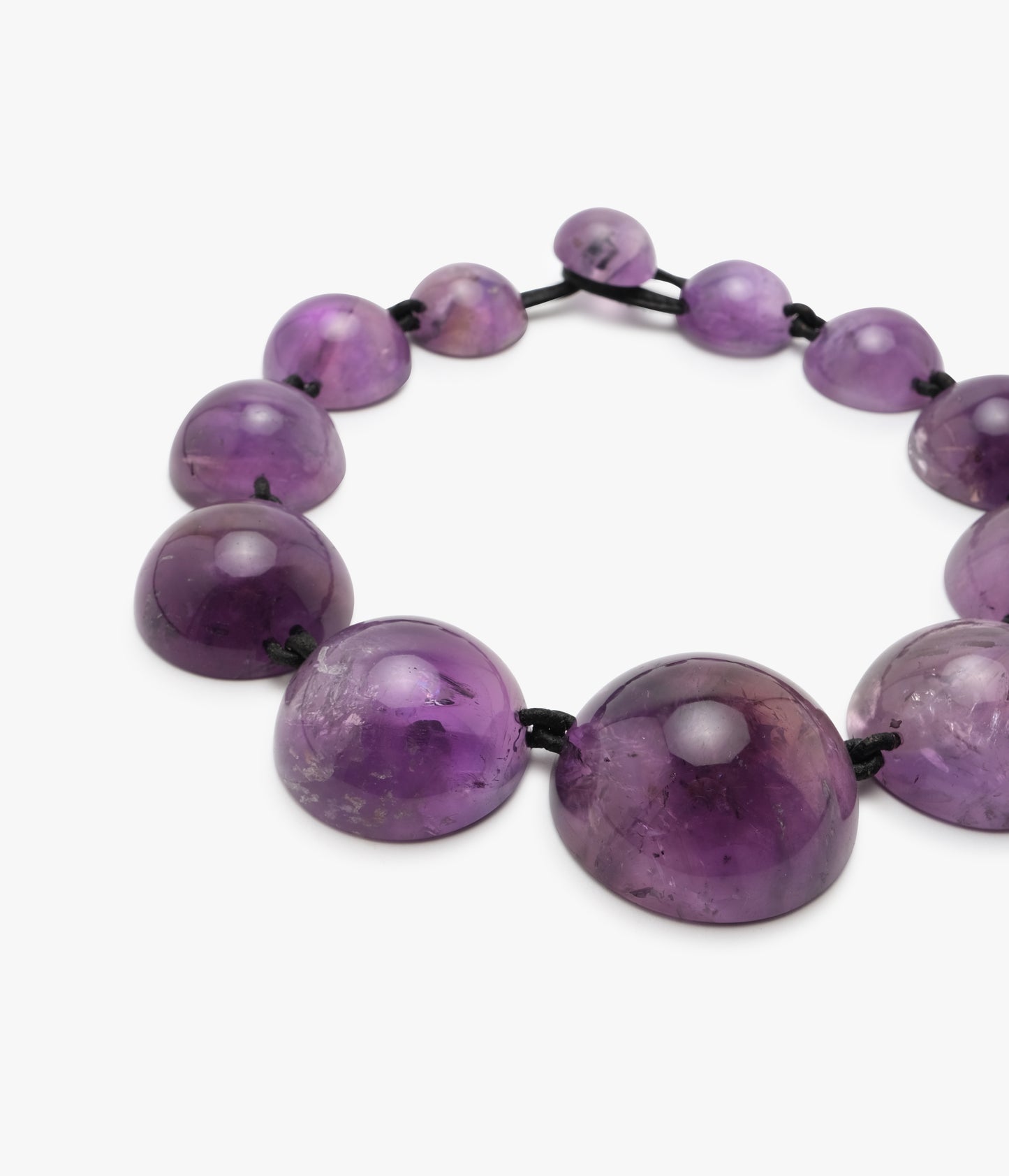 Necklace: amethyst. leather
