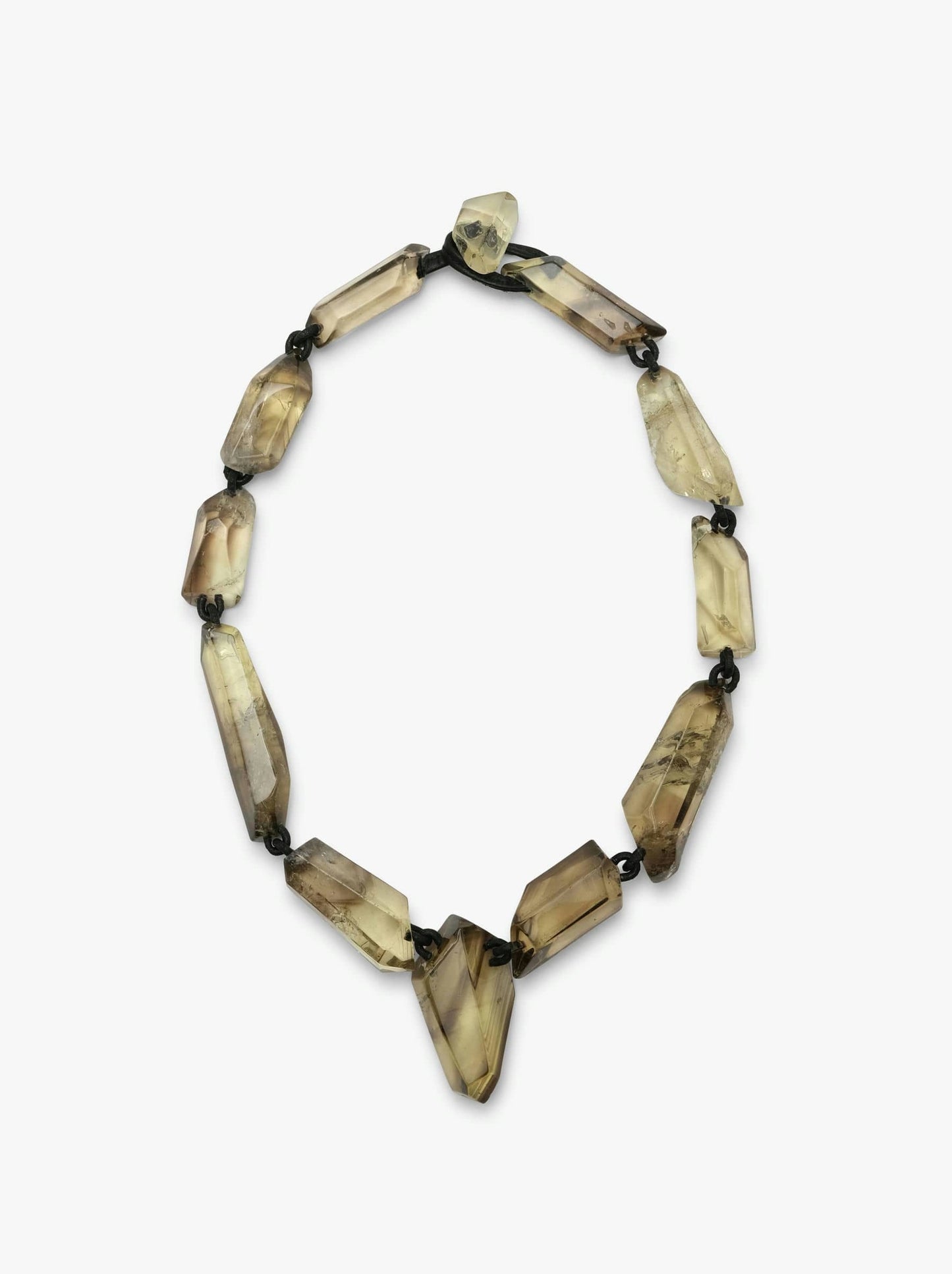 Necklace: citrine, leather