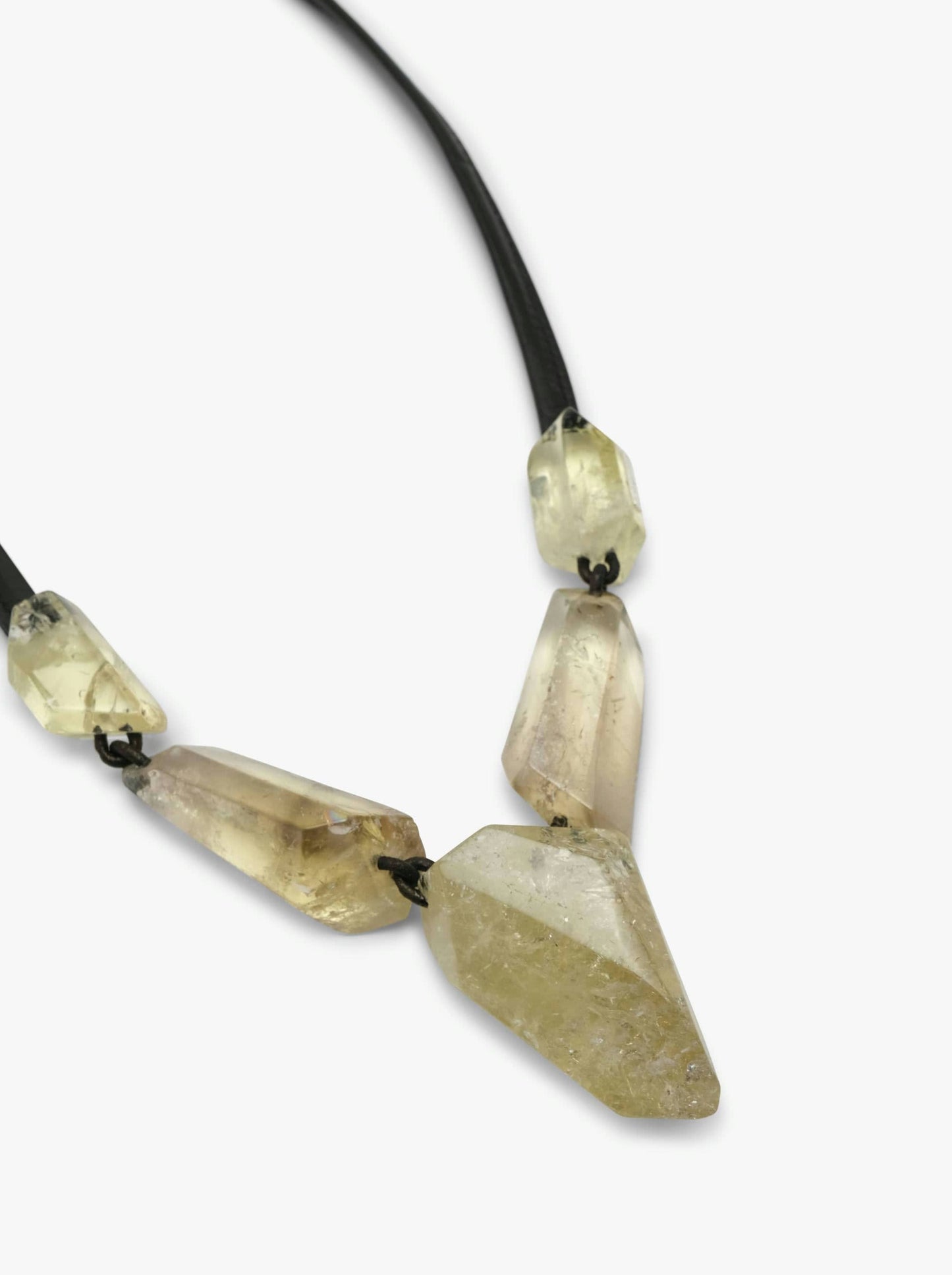 Necklace: citrine, leather