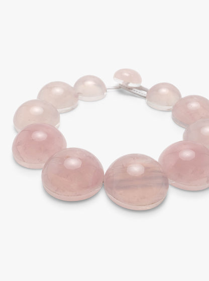 Necklace: rose quartz, acrylic
