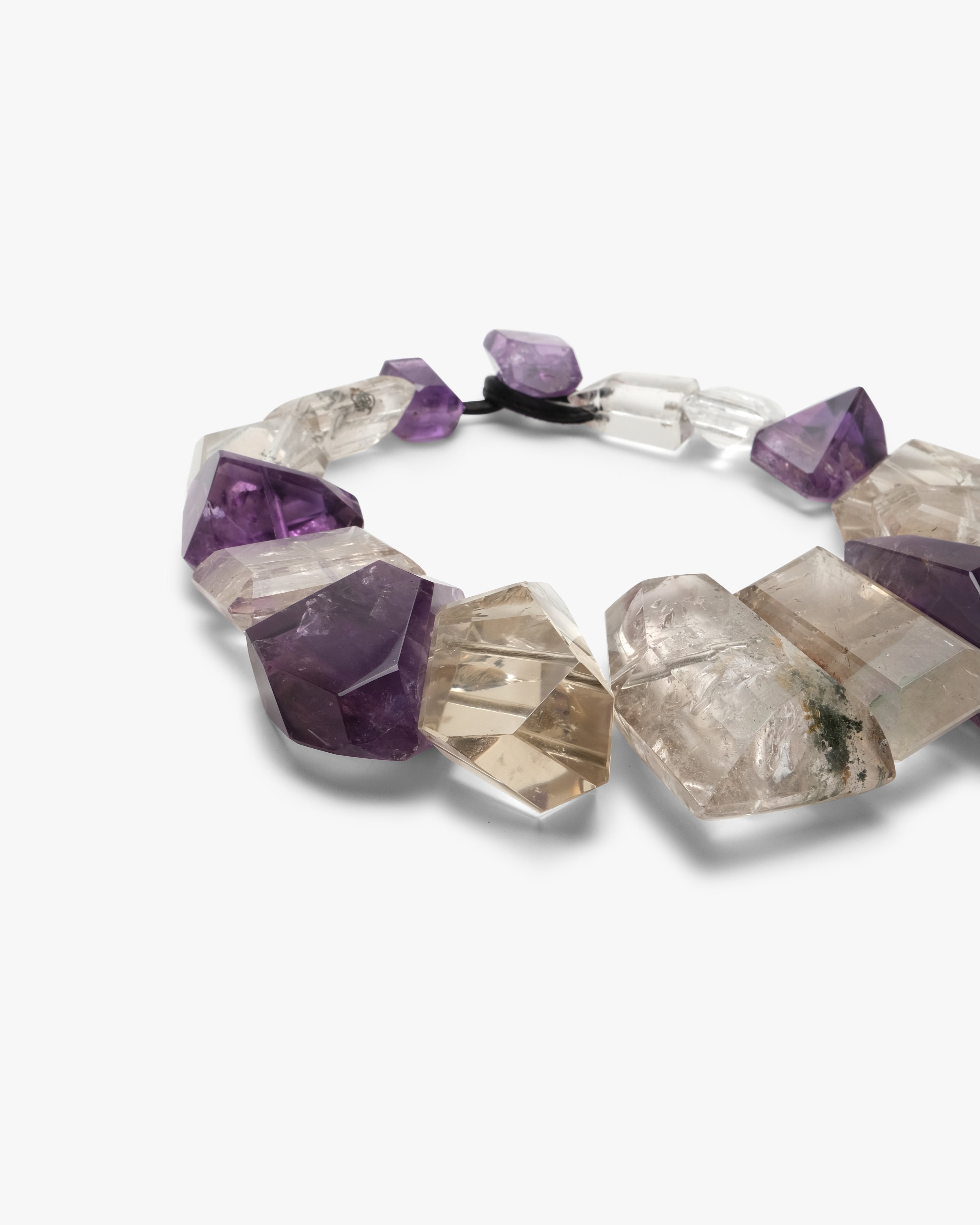 Necklace: amethyst, ruthilated quartz, mountain crystal
