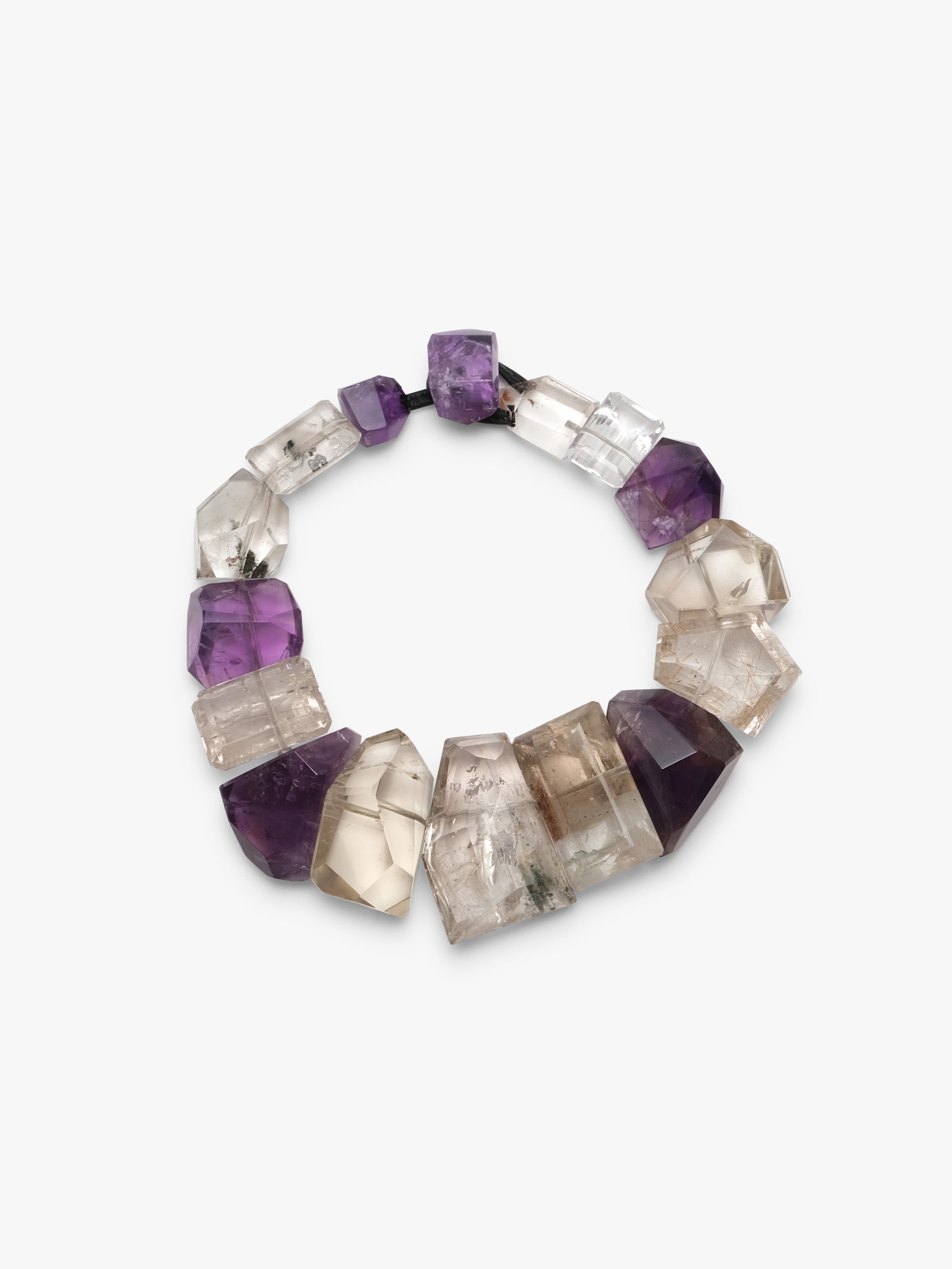 Necklace: amethyst, ruthilated quartz, mountain crystal