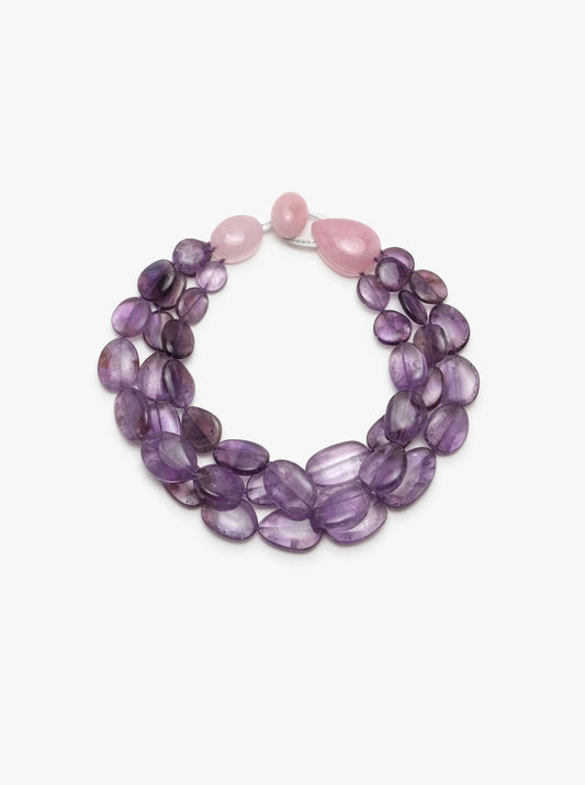 Necklace: amethyst, rose quartz