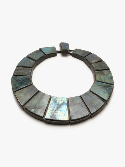 Necklace: labradorite, bog oak