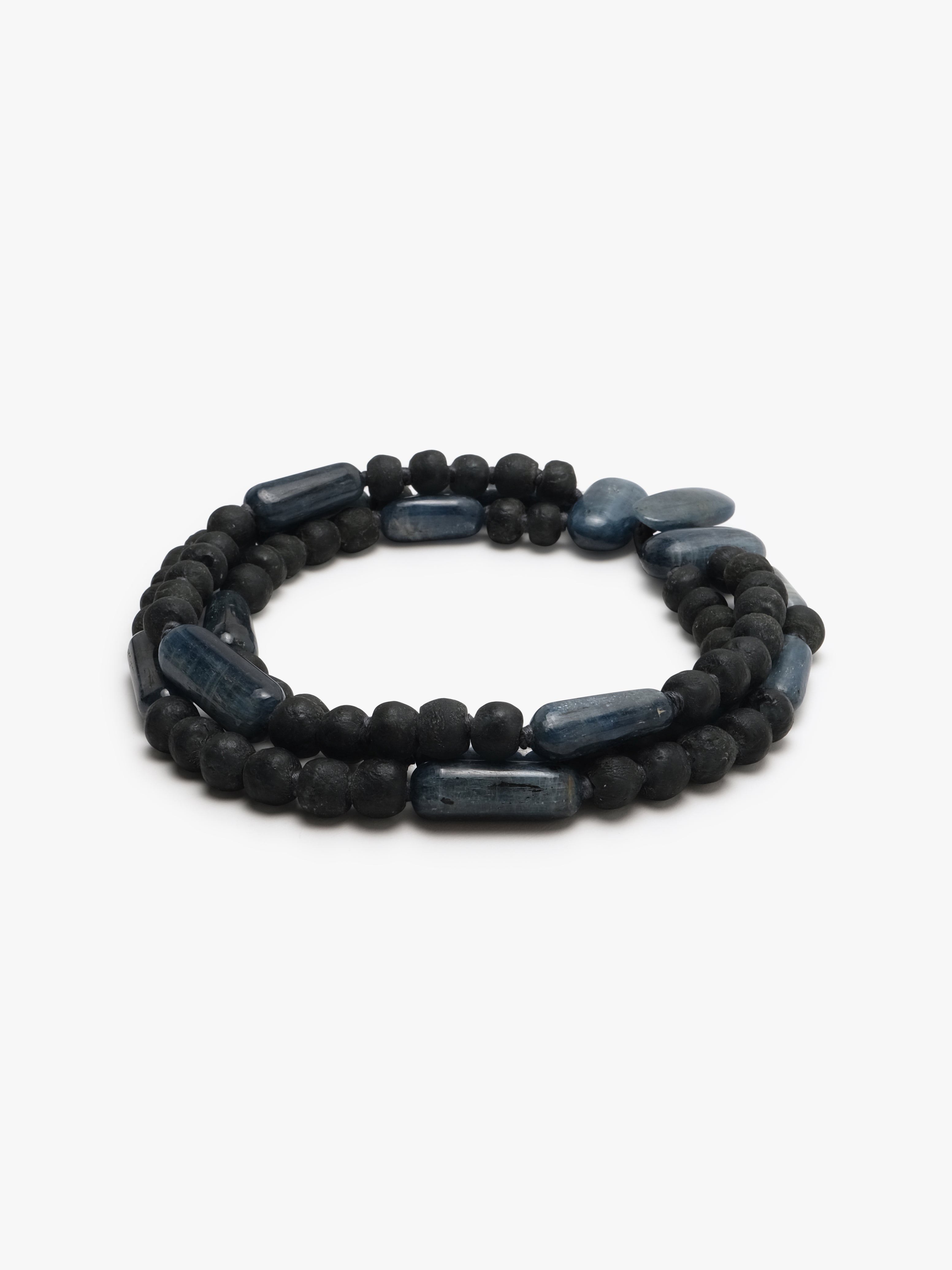 Necklace: kyanite, antique glass