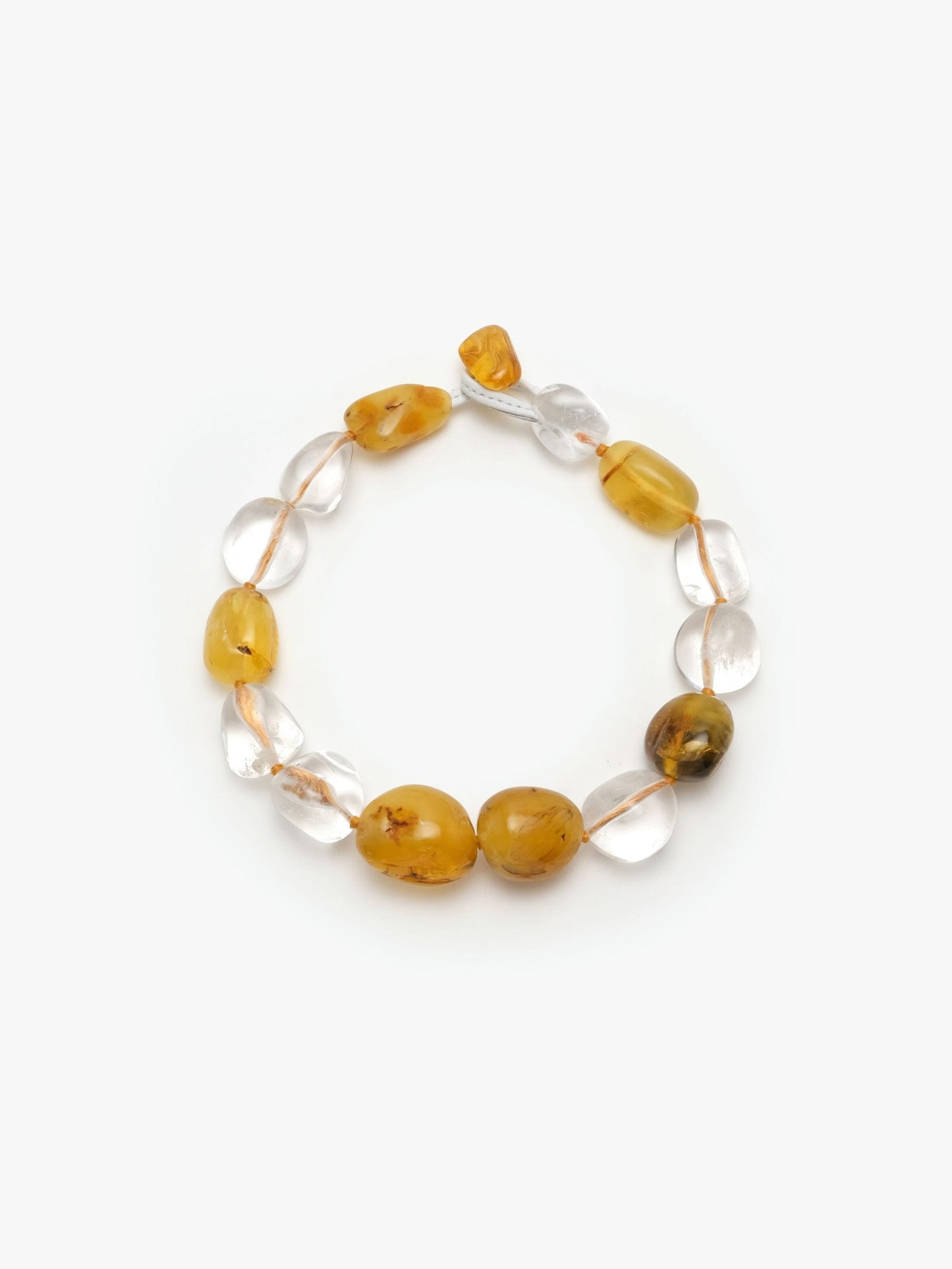 Necklace: mountain crystal, amber