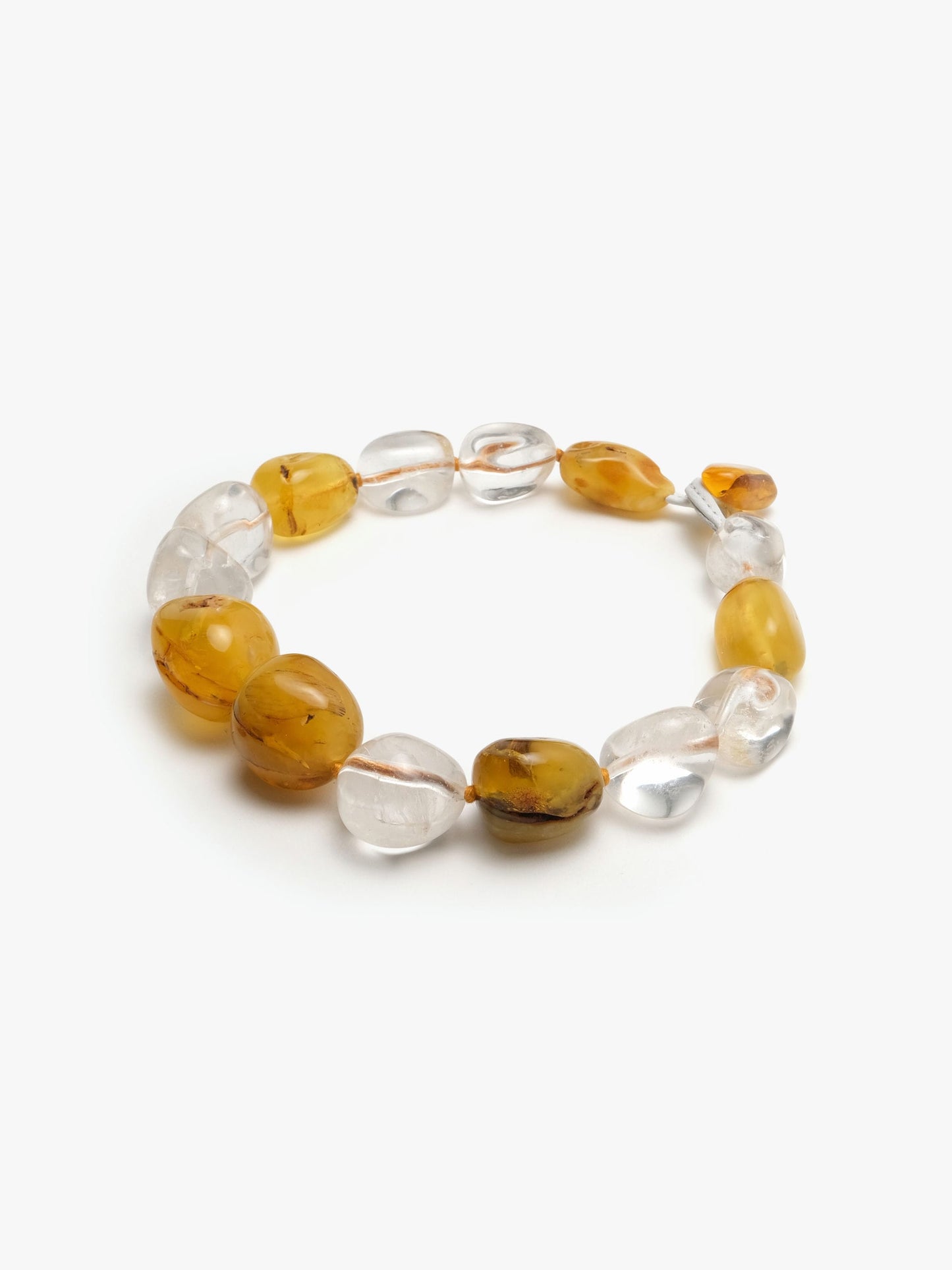 Necklace: mountain crystal, amber