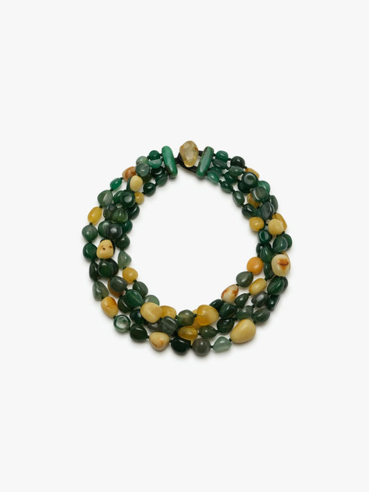 Necklace: agate, chrysoprase, amber